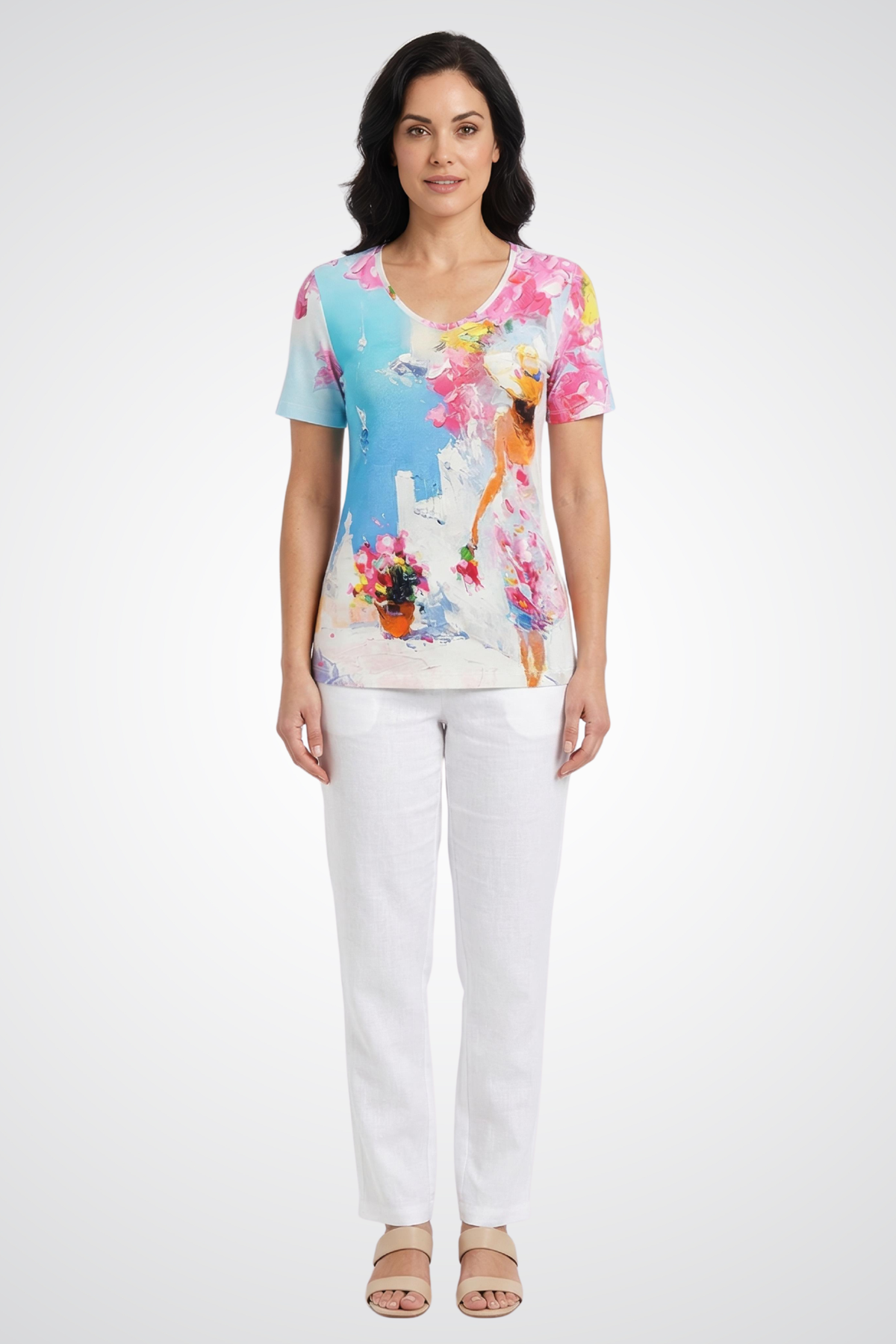 Dolcezza V-Neck Short-Sleeve Top - Style 26600