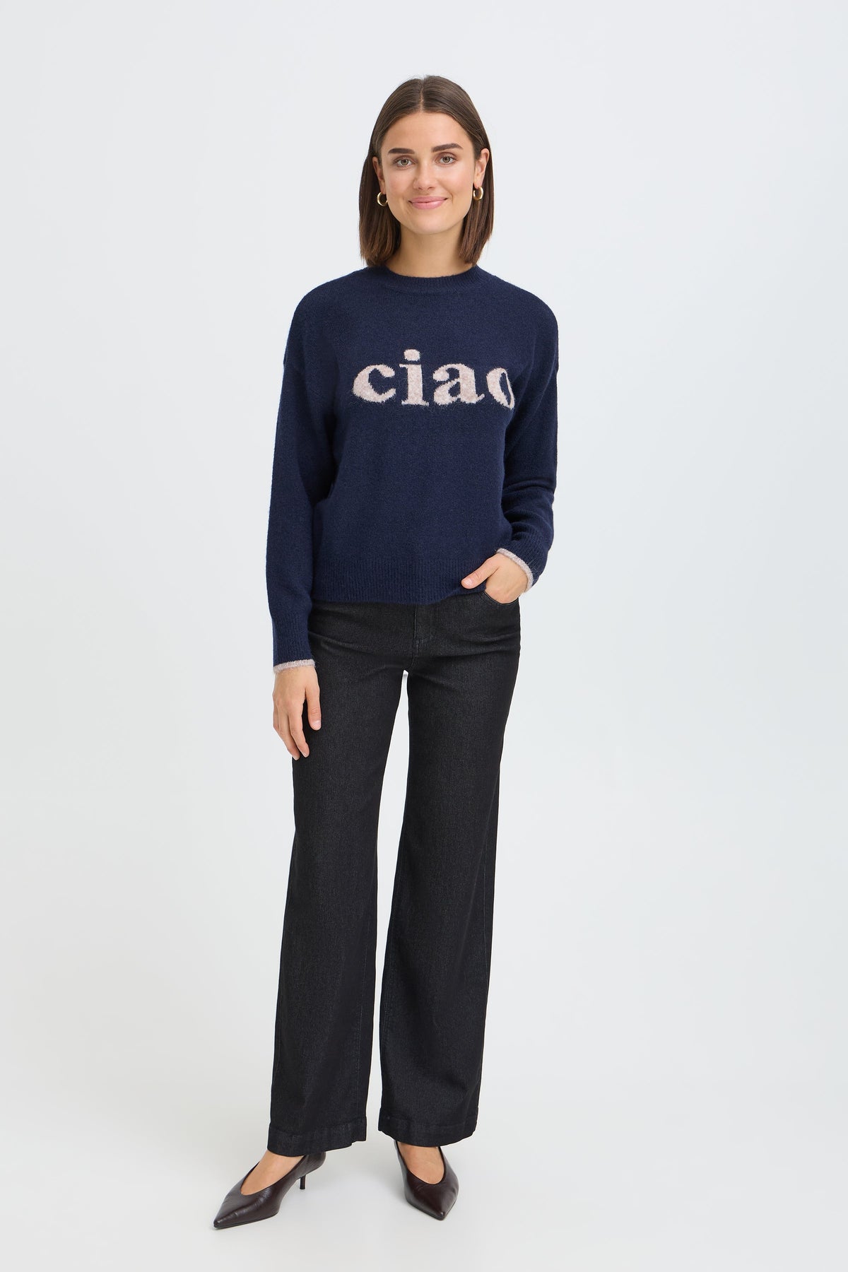 Fransa Crew Neck Ciao Sweater - Style 20618303