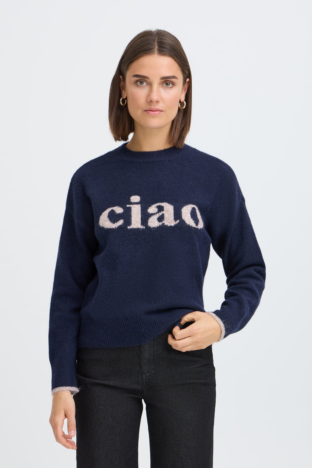 Fransa Crew Neck Ciao Sweater - Style 20618303