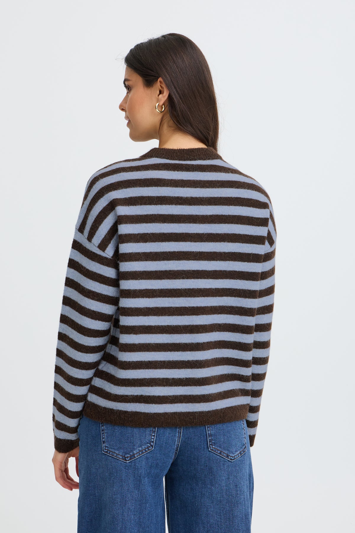 Fransa Crew Neck Striped Pullover - Style 20618351B