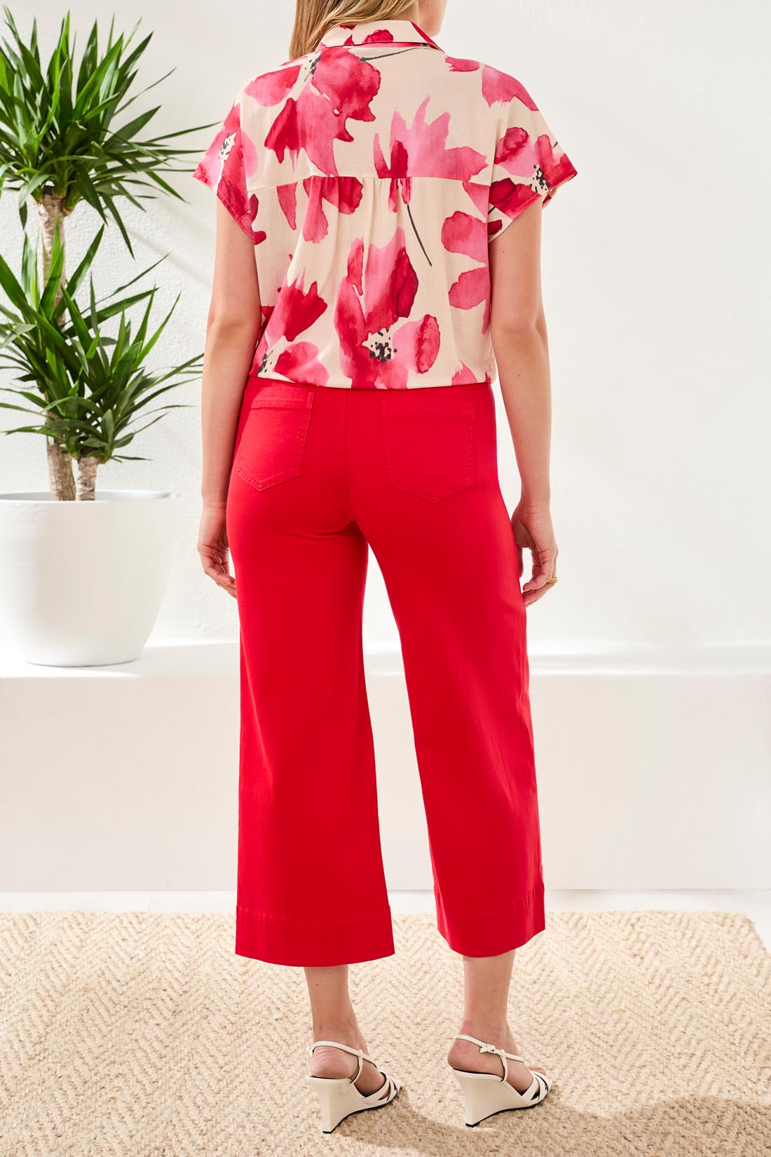 Tribal Short-Sleeve Top With Buttons & Tie Front - Style 20840-8134