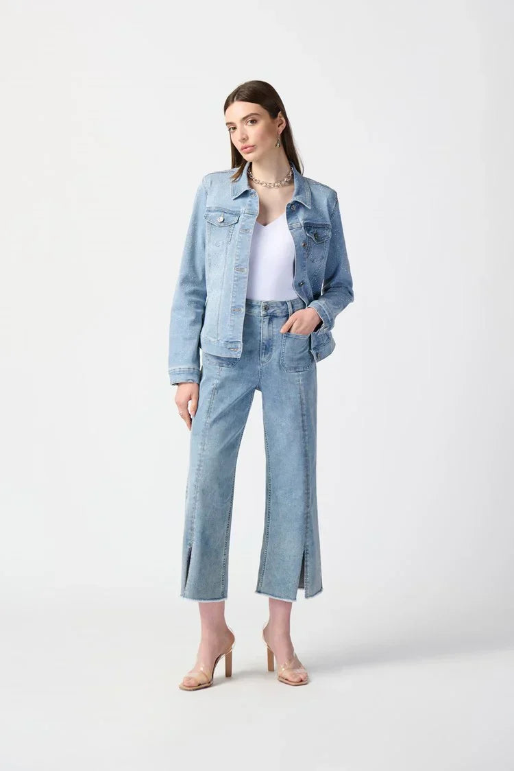 Joseph Ribkoff Embellished Seam Culotte Jeans - Style 241903