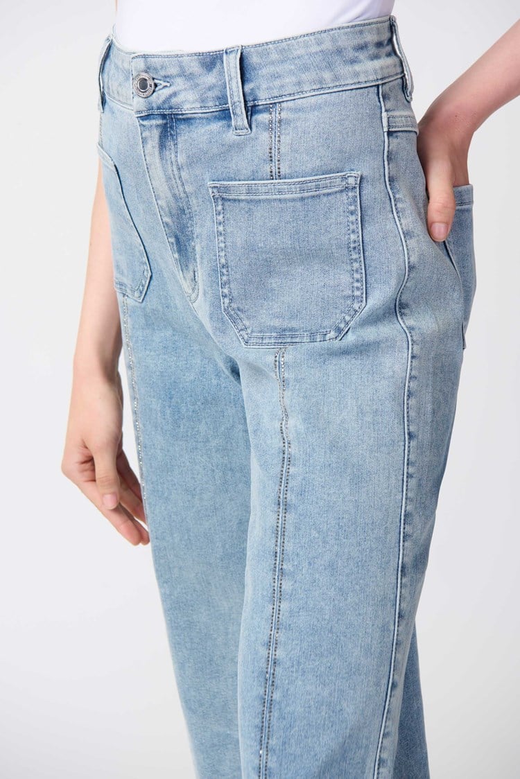Joseph Ribkoff Embellished Seam Culotte Jeans - Style 241903