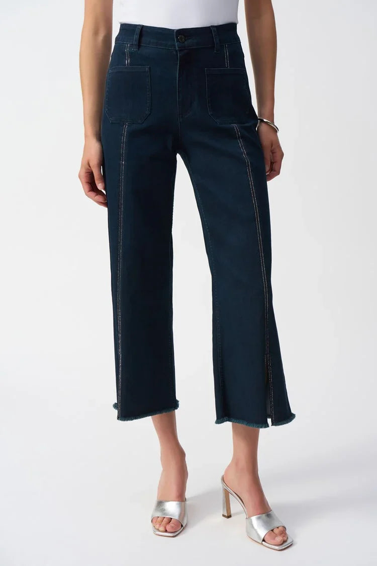 Joseph Ribkoff Embellished Seam Culotte Jeans - Style 241903c