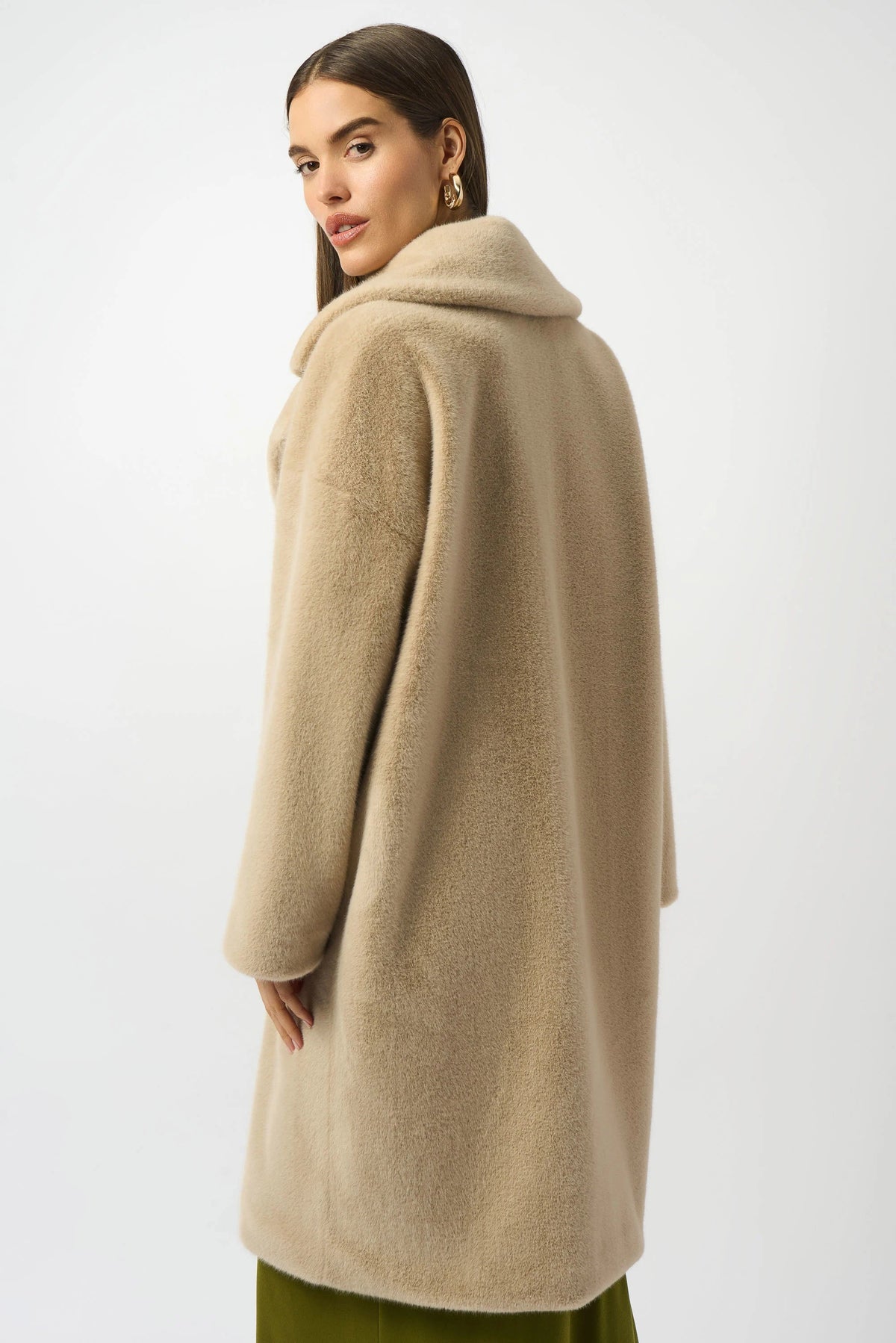 Joseph Ribkoff Notched Collar Faux Fur Coat - Style 243902x