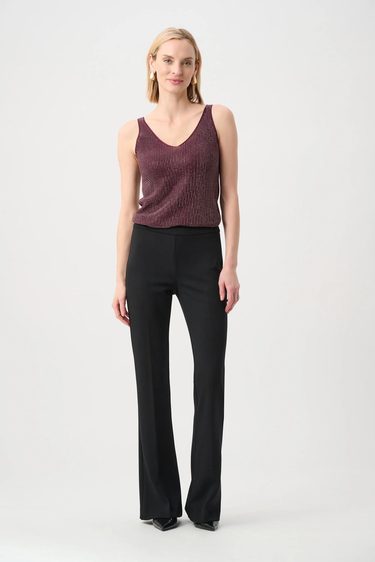 Joseph Ribkoff Metallic Ribbed V-Neck Camisole - Style 252915f