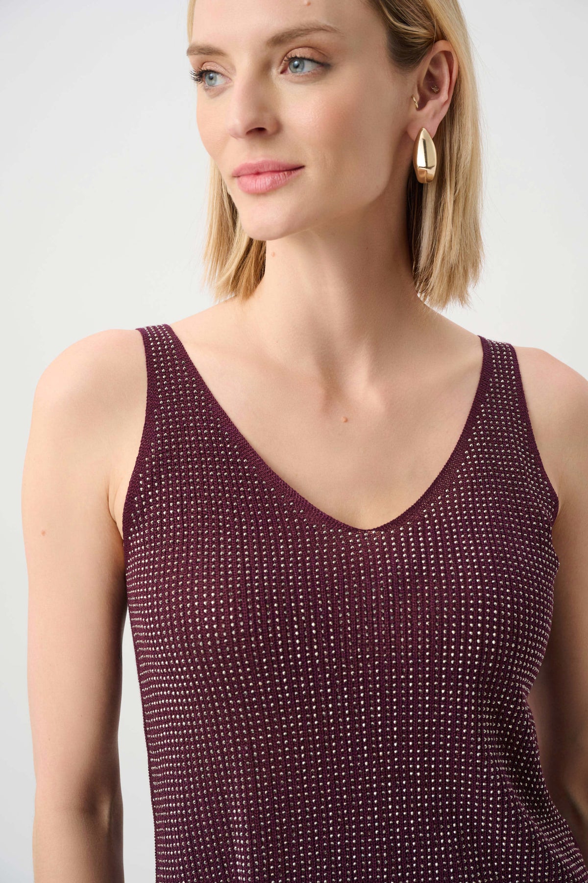Joseph Ribkoff Metallic Ribbed V-Neck Camisole - Style 252915f