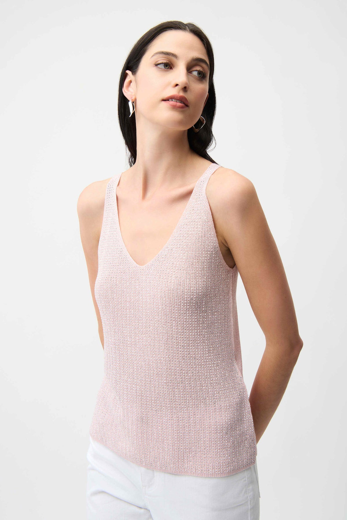 Joseph Ribkoff Metallic Ribbed V-Neck Camisole - Style 252915B
