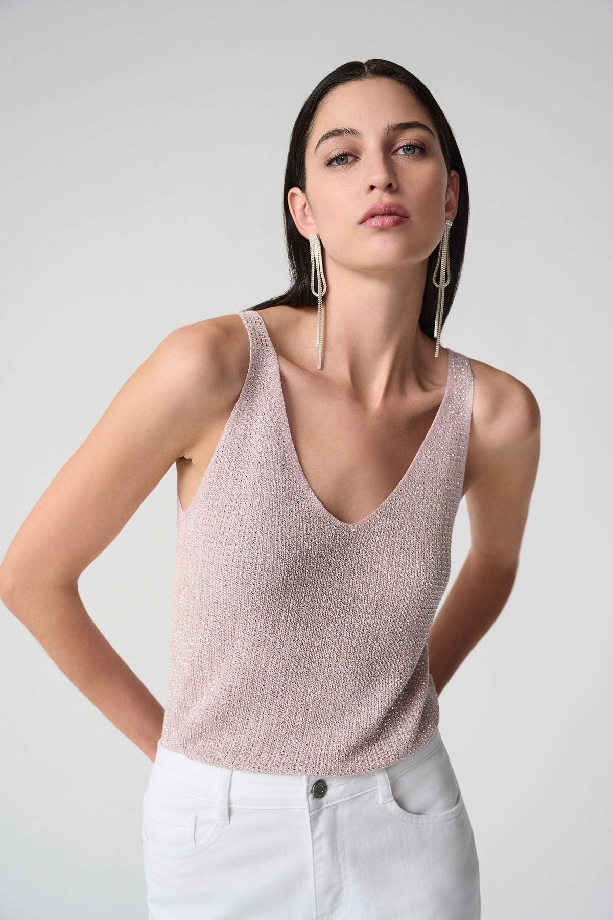 Joseph Ribkoff Metallic Ribbed V-Neck Camisole - Style 252915B