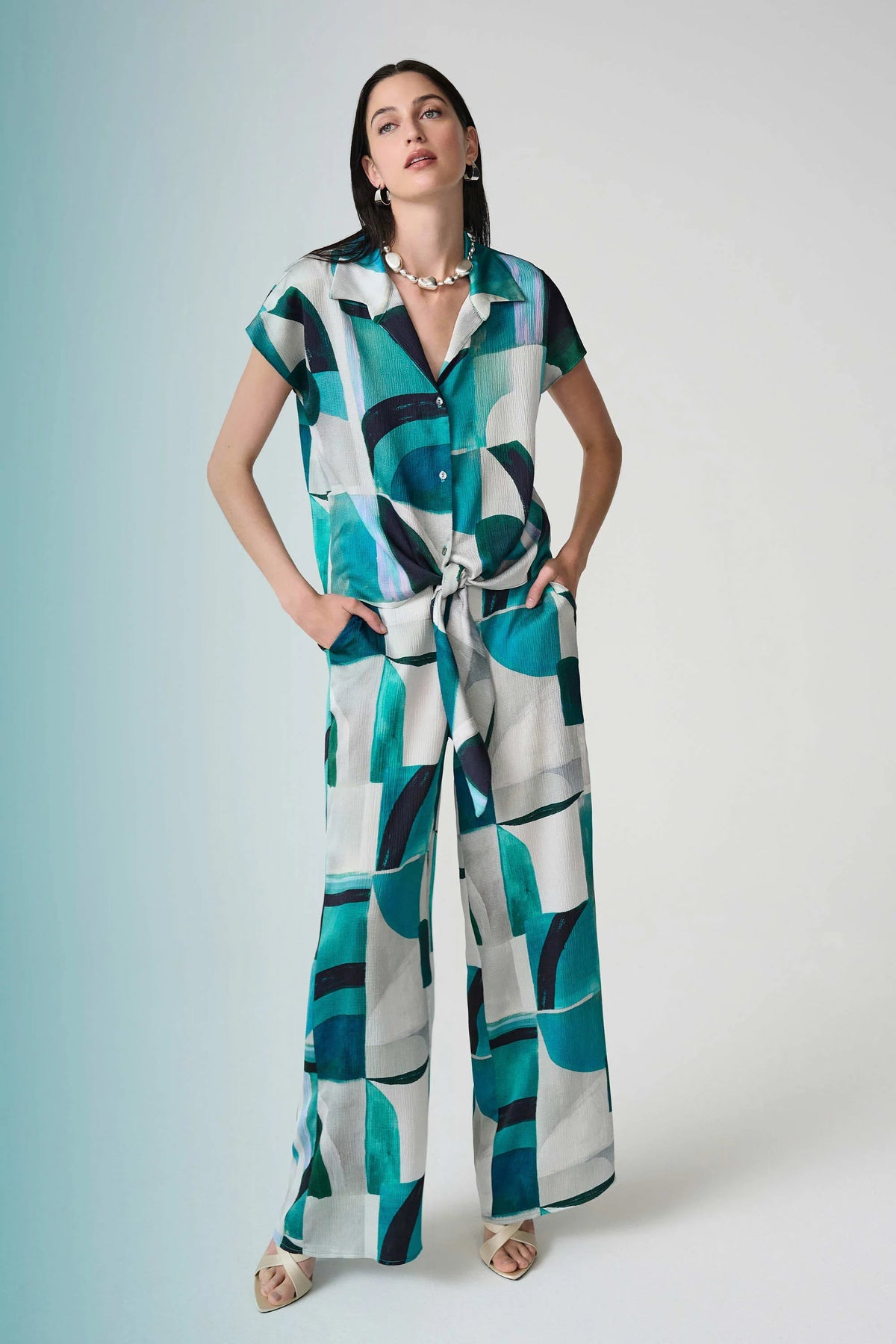 Joseph Ribkoff Geometric Wide Leg Pants - Style 261042