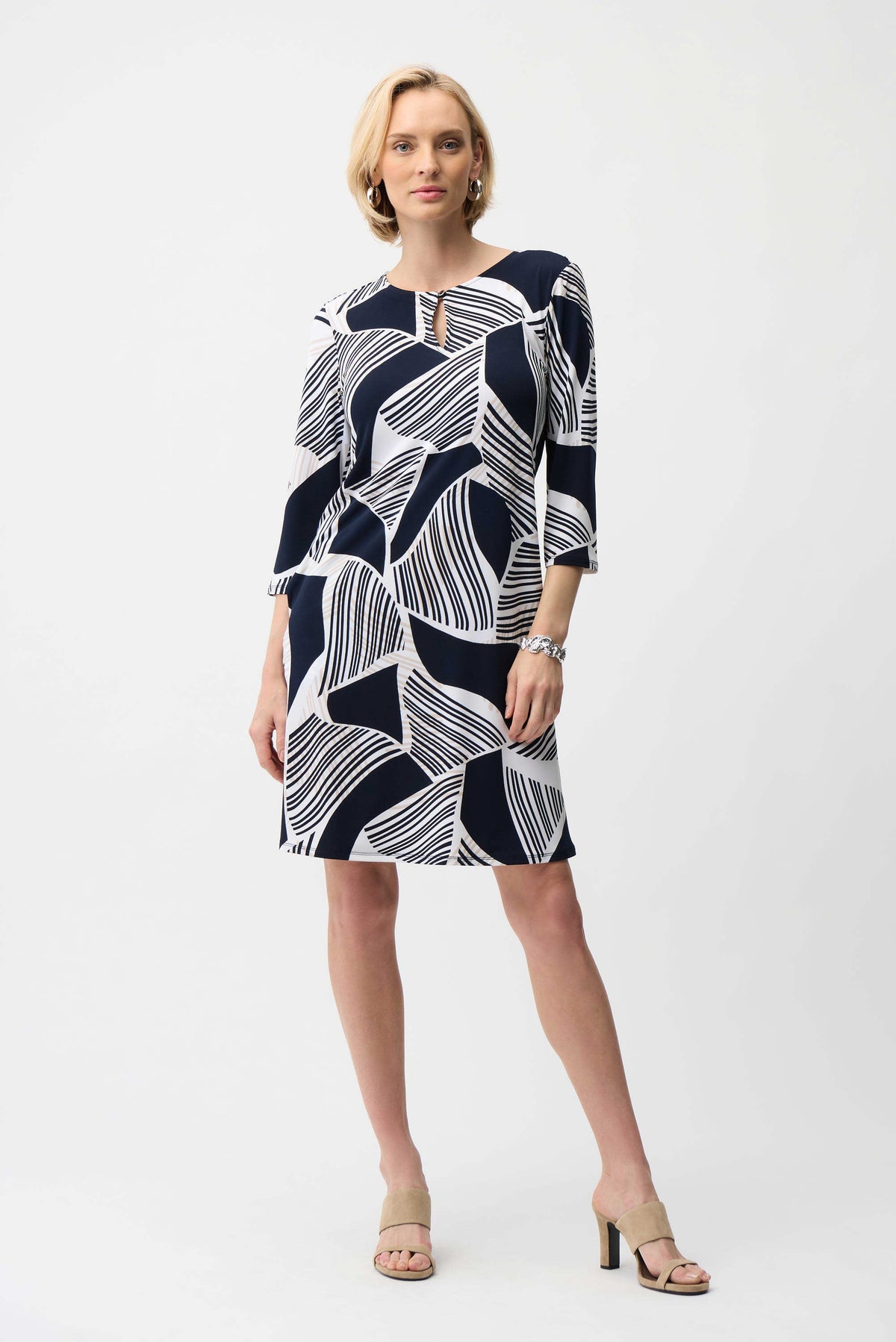 Joseph Ribkoff Geometric Keyhole Sleeve Dress - Style 261046