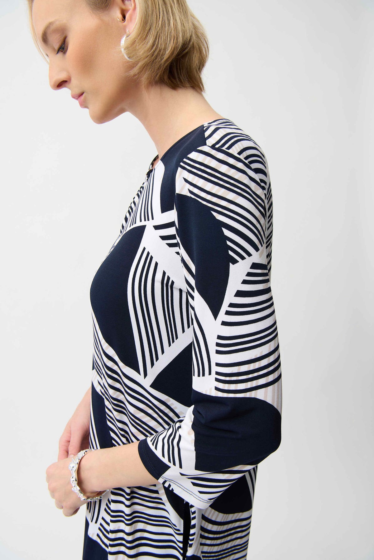 Joseph Ribkoff Geometric Keyhole Sleeve Dress - Style 261046