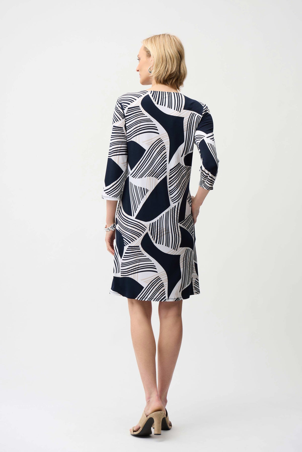 Joseph Ribkoff Geometric Keyhole Sleeve Dress - Style 261046
