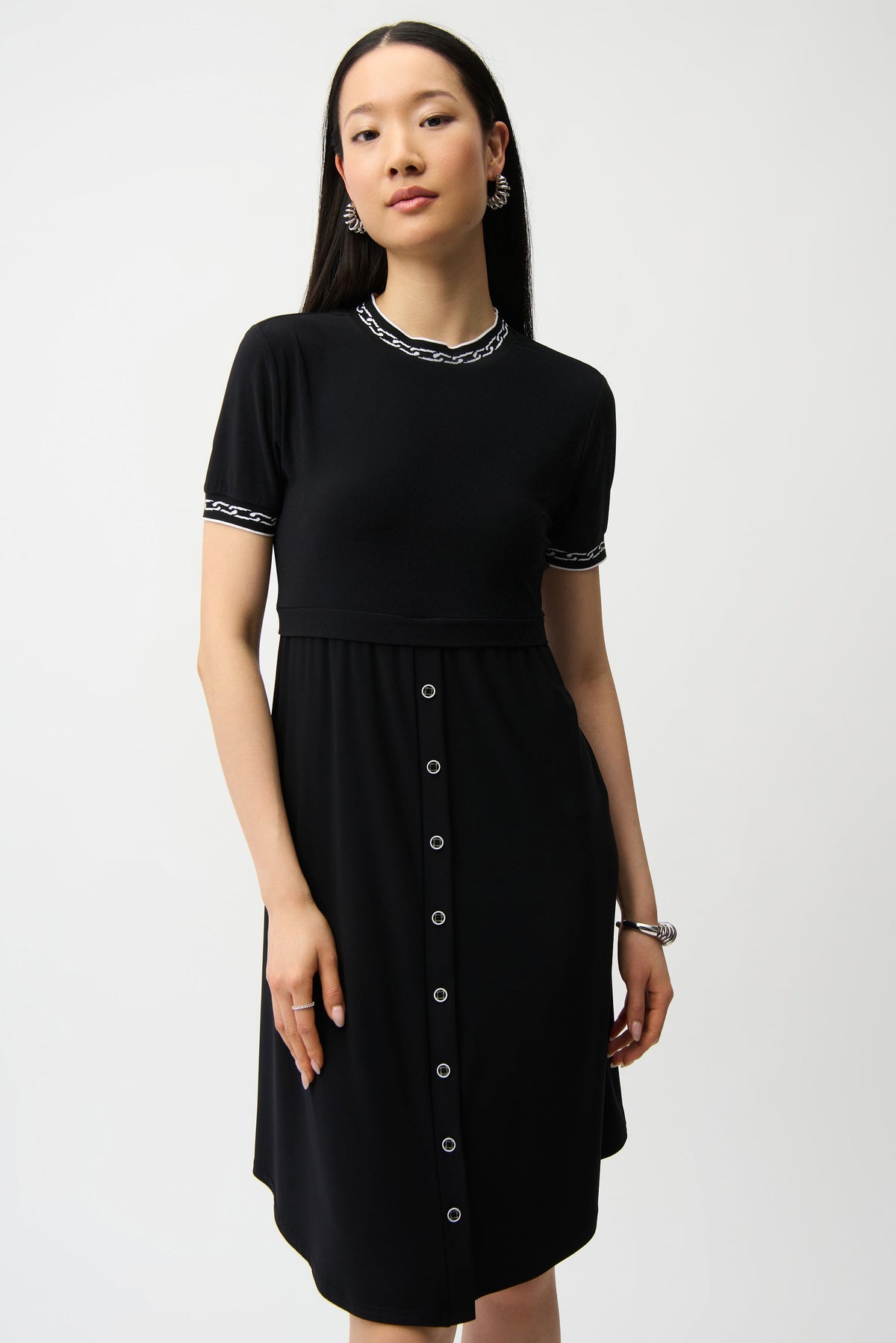 Joseph Ribkoff Ribbed Crew Button Dress - Style 261093