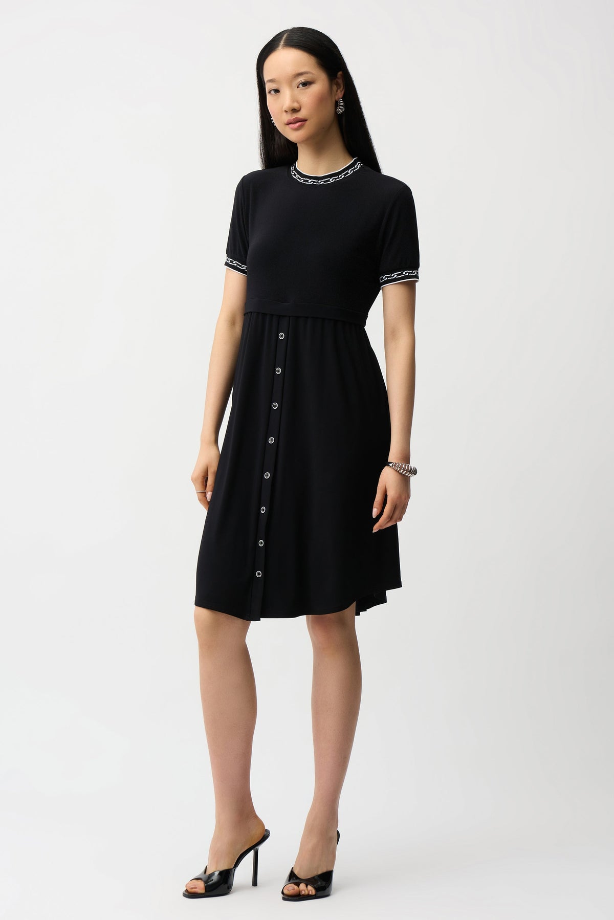 Joseph Ribkoff Ribbed Crew Button Dress - Style 261093