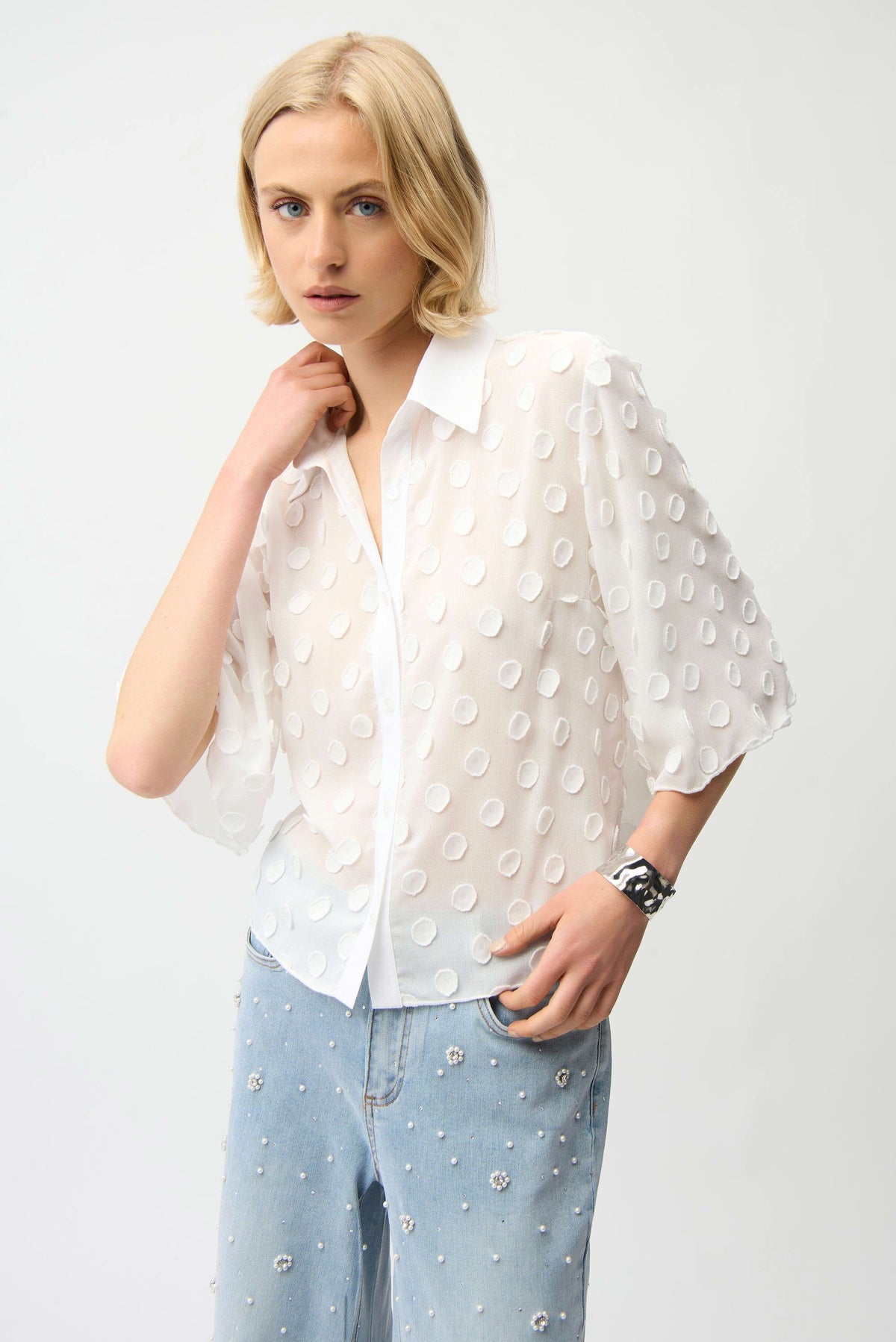 Joseph Ribkoff Georgette Bell Sleeve Blouse - Style 261098