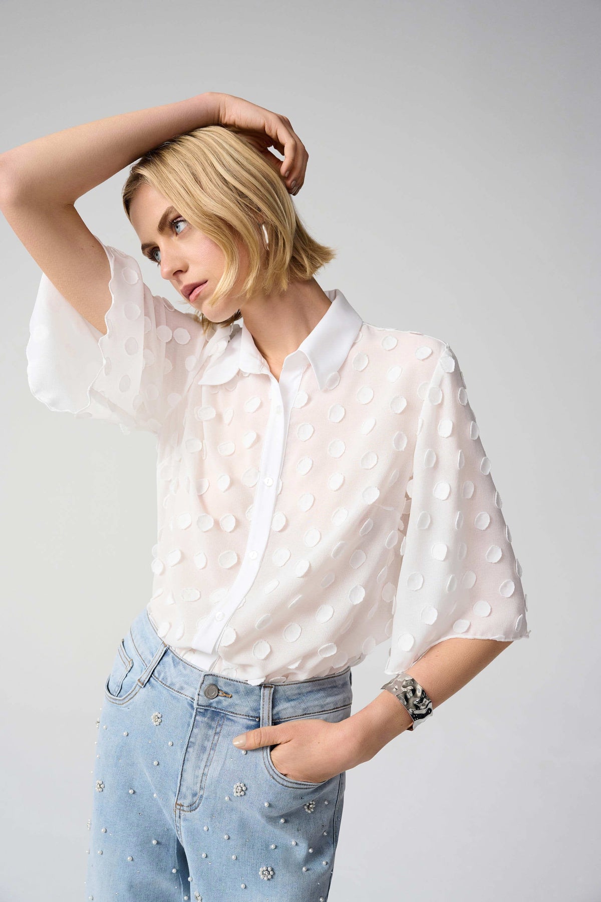 Joseph Ribkoff Georgette Bell Sleeve Blouse - Style 261098