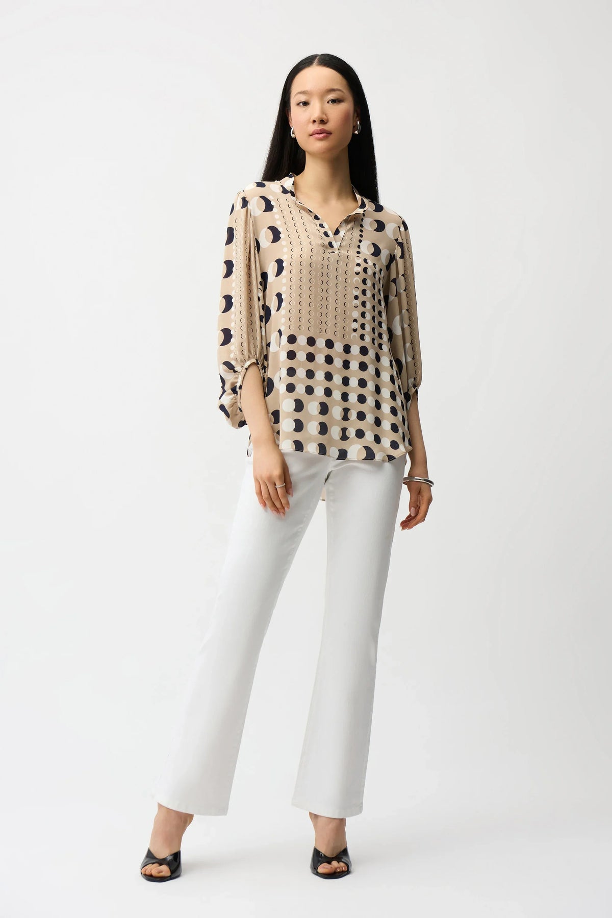 Joseph Ribkoff Dotted Georgette Puff Sleeve Tunic - Style 261099