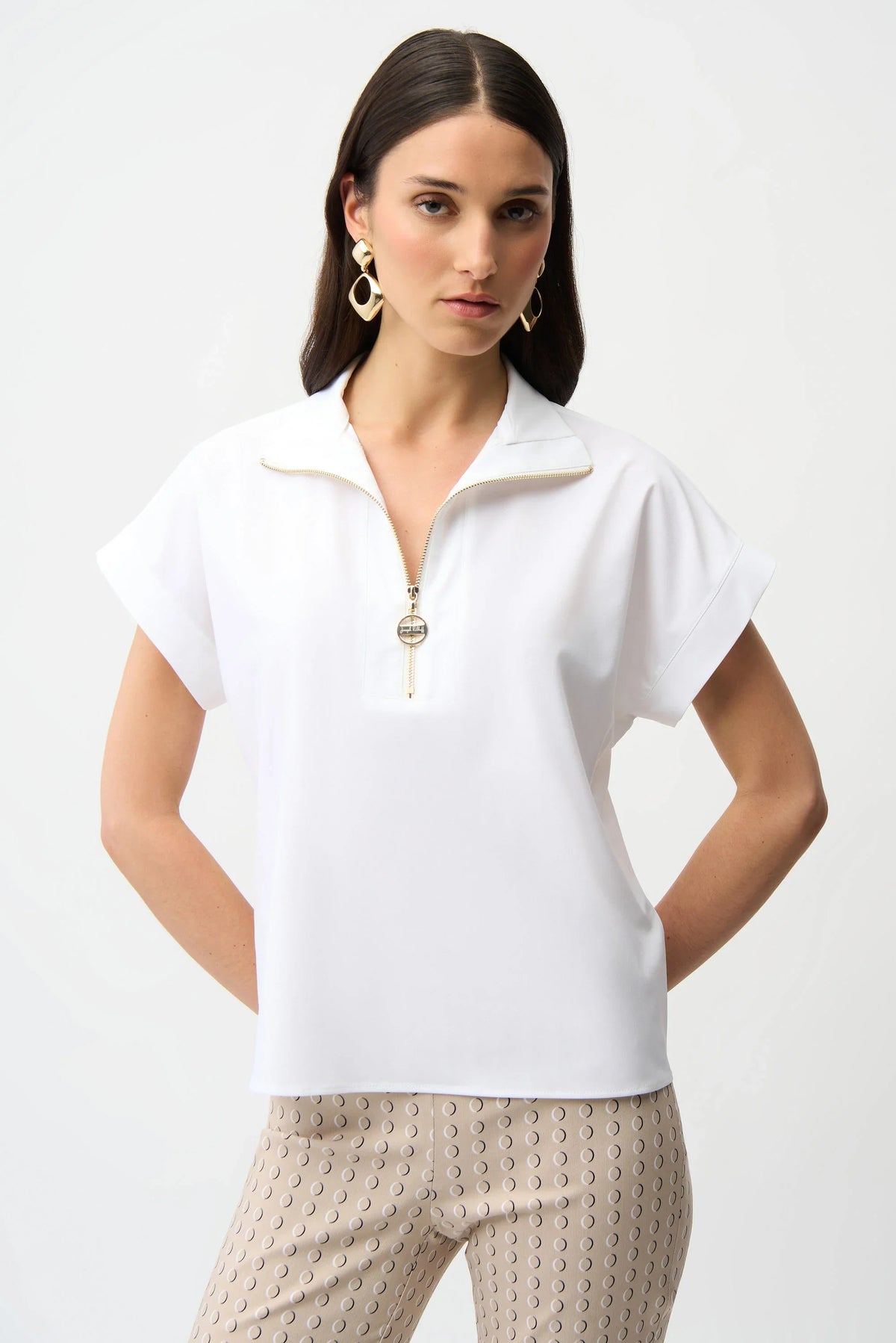 Joseph Ribkoff Zip Collar Structured Top - Style 261140