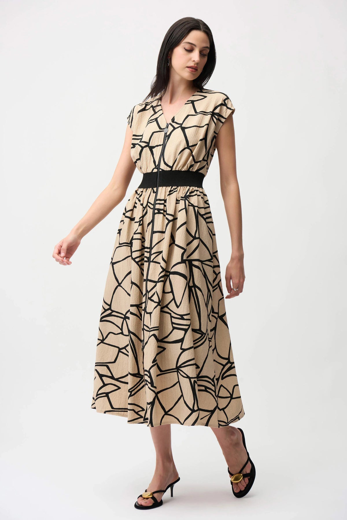 Joseph Ribkoff Seersucker Zipper Waistband Dress - Style 261163