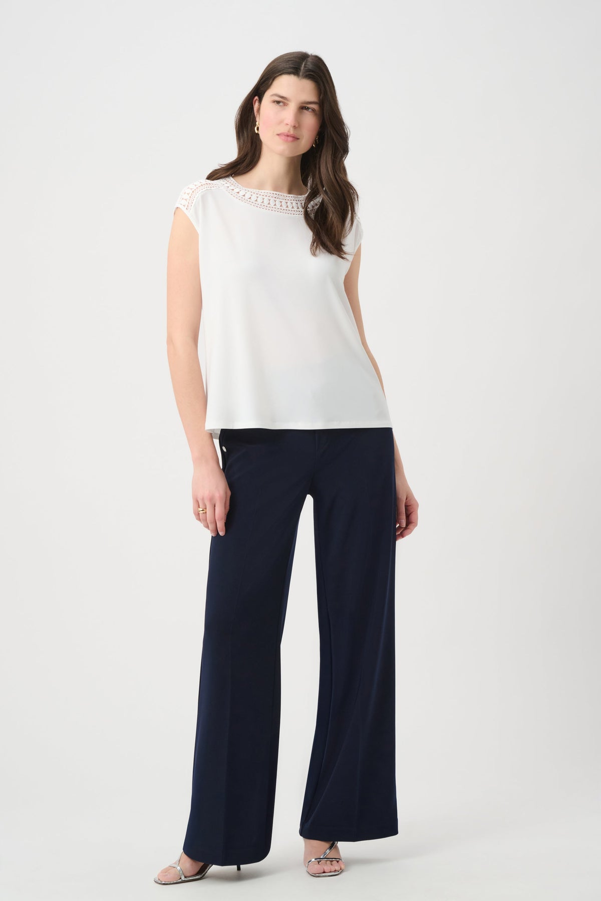 Joseph Ribkoff Guipure Trim Boat Neck Top - Style 261200