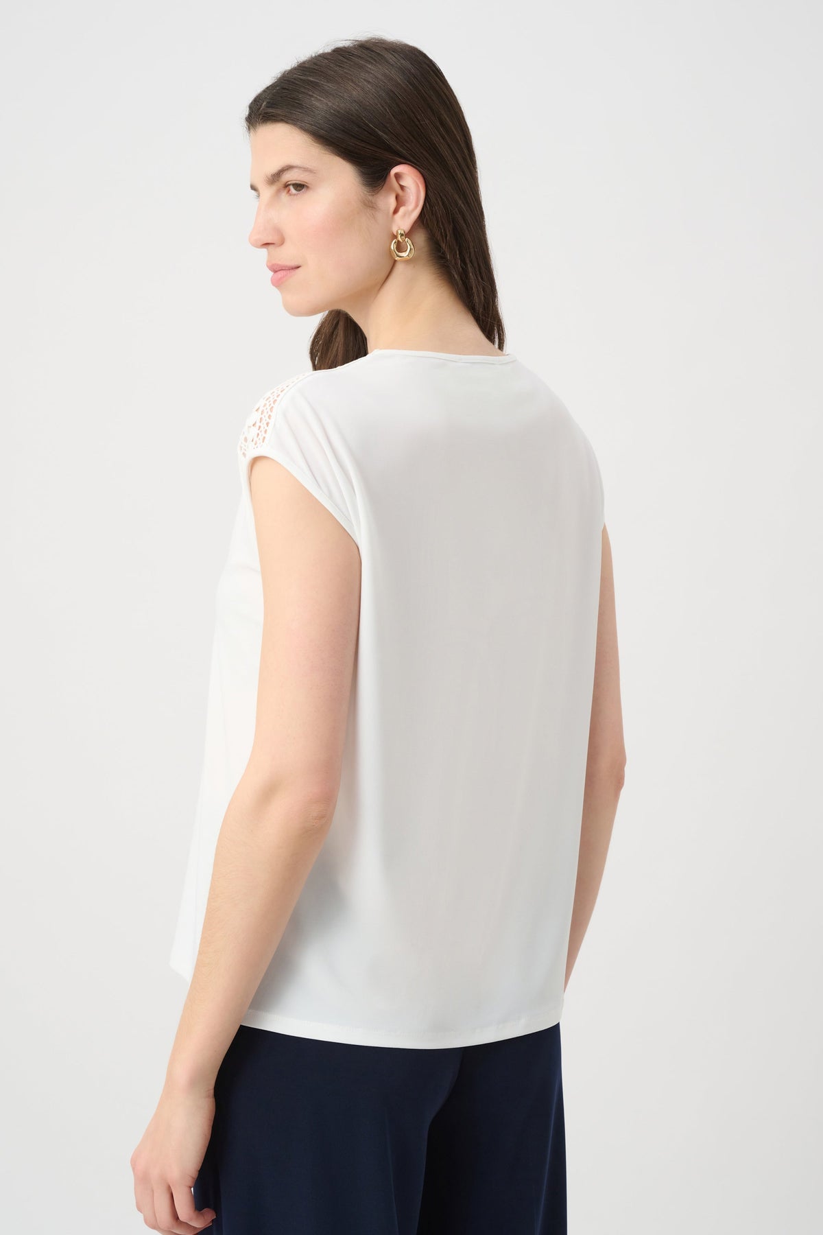 Joseph Ribkoff Guipure Trim Boat Neck Top - Style 261200