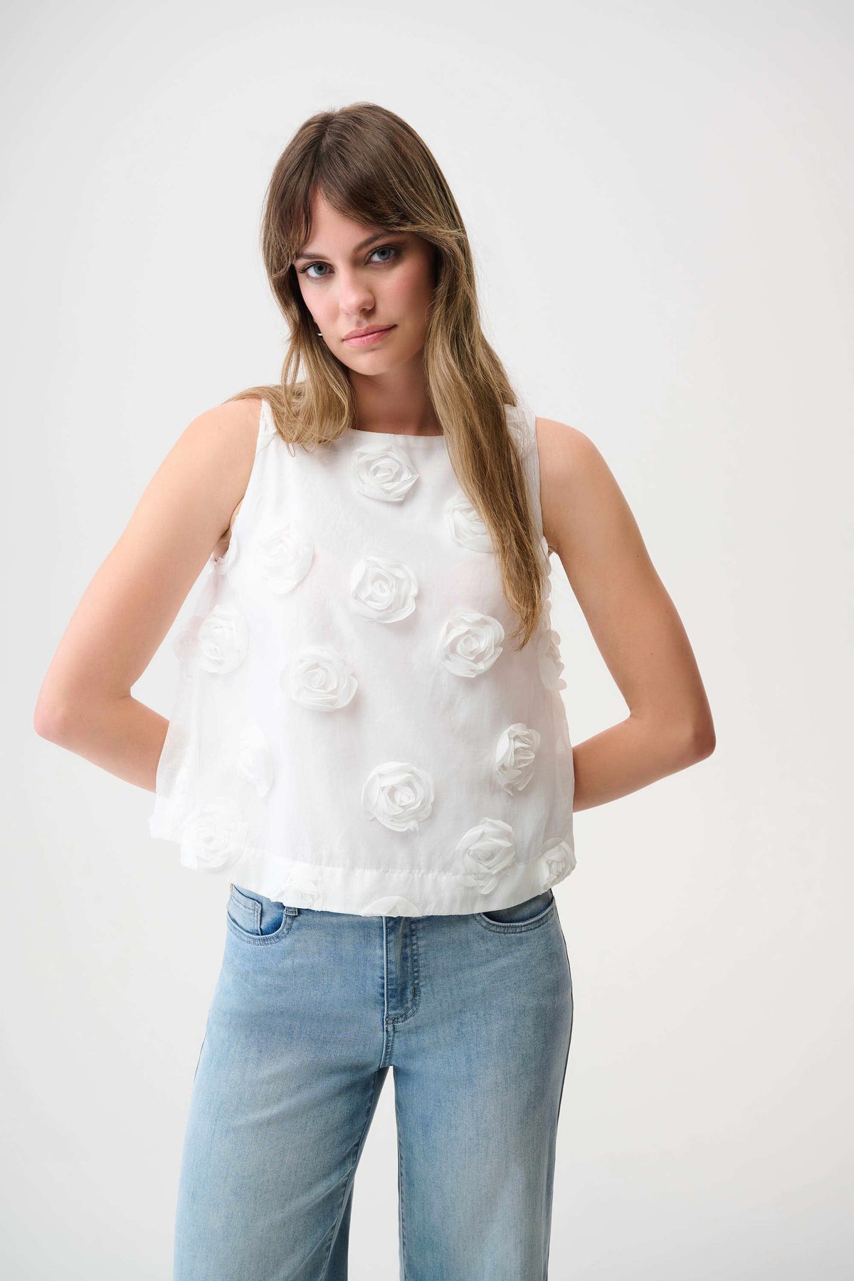 Joseph Ribkoff 3D Floral Boat Neck Top - Style 261220