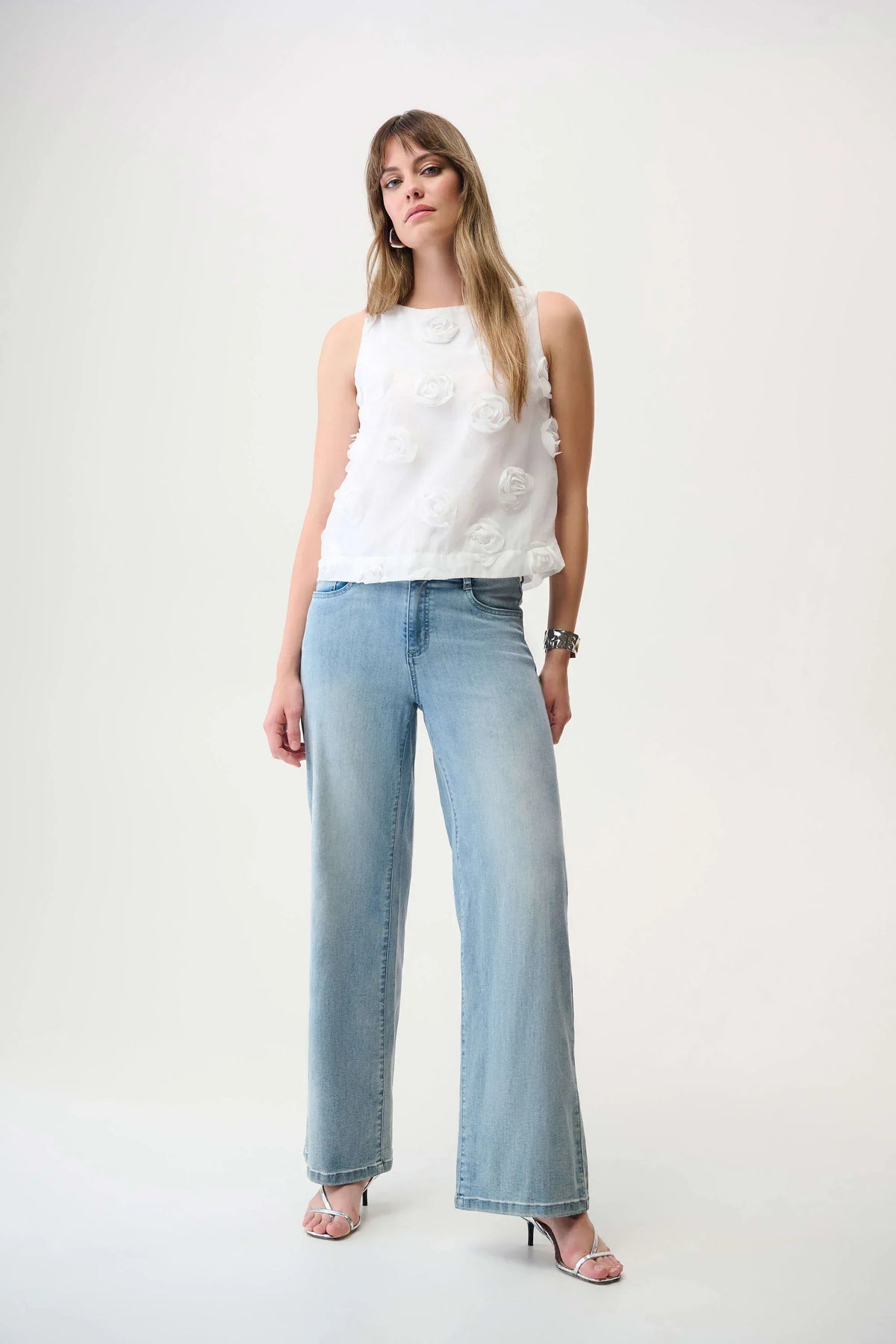 Joseph Ribkoff 3D Floral Boat Neck Top - Style 261220