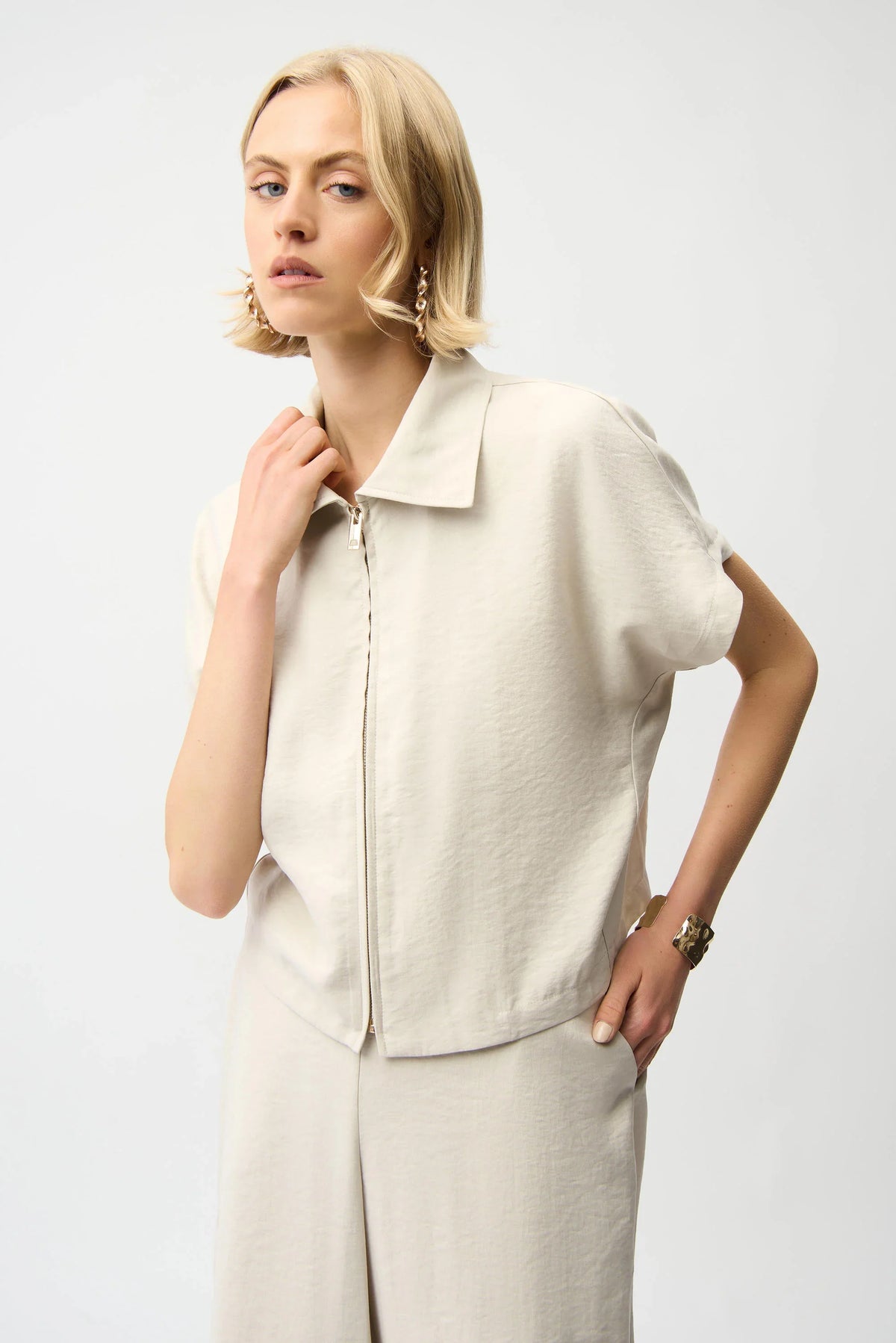 Joseph Ribkoff Textured Woven Zip Jacket - Style 261237