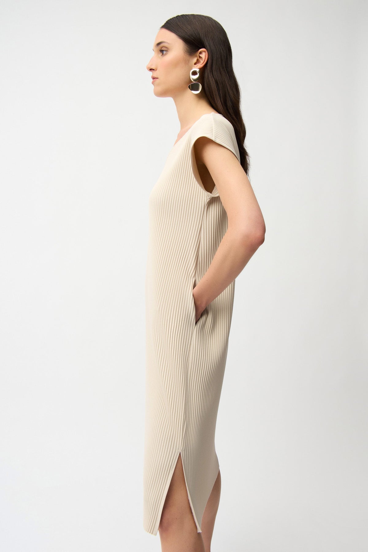 Joseph Ribkoff Pleated Scuba V-Neck Dress - Style 261252m