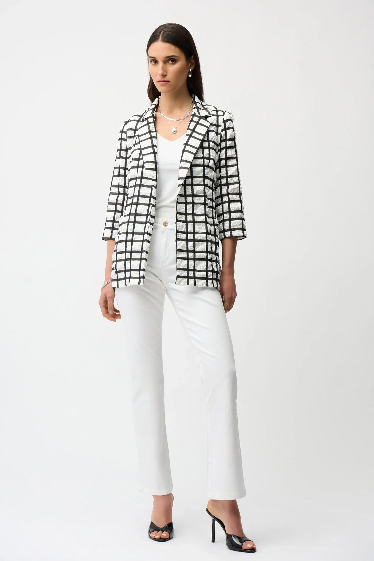 Joseph Ribkoff Plaid Jacquard Boxy Blazer - Style 261268