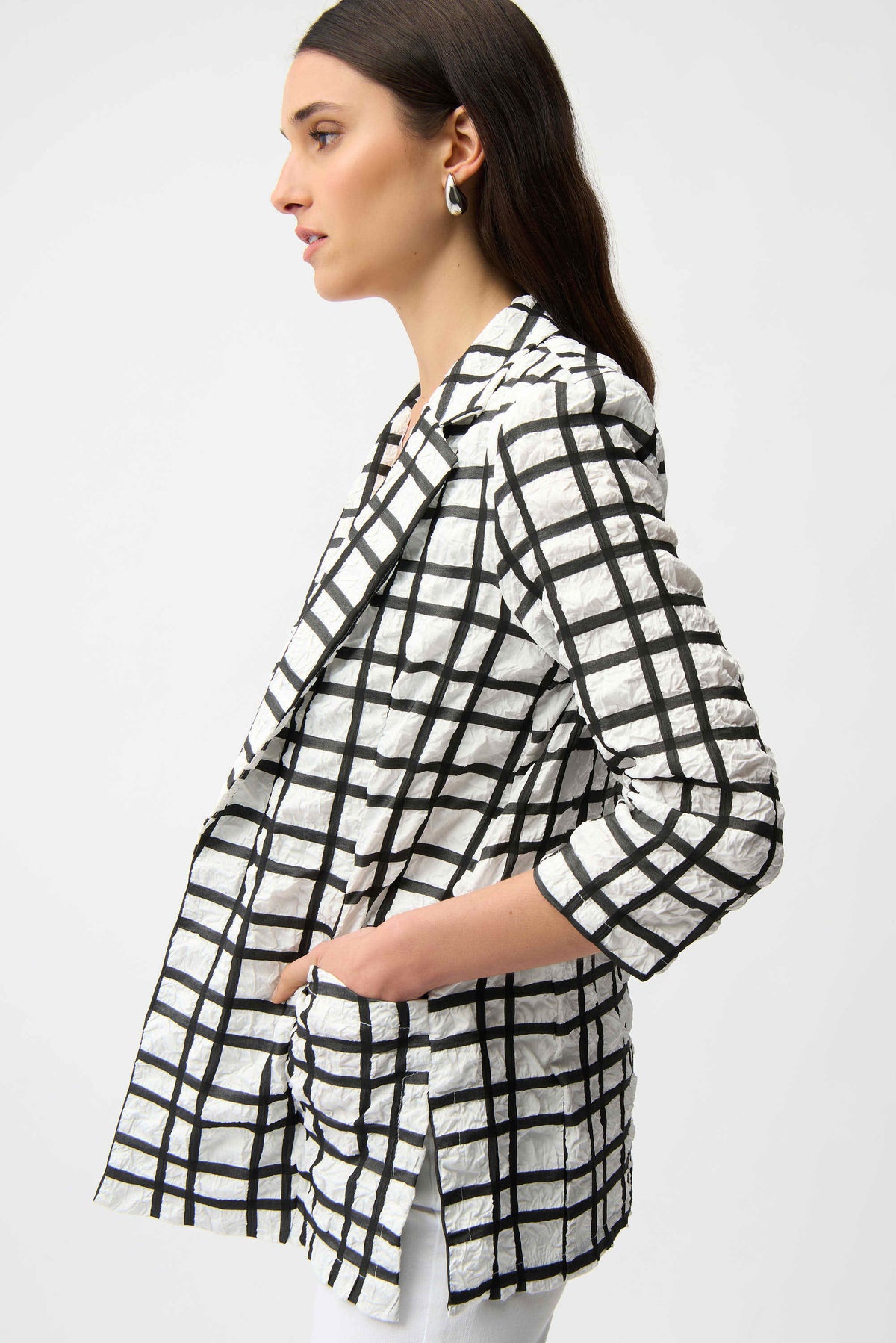 Joseph Ribkoff Plaid Jacquard Boxy Blazer - Style 261268