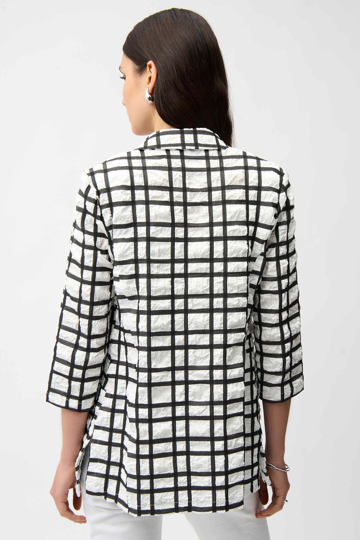 Joseph Ribkoff Plaid Jacquard Boxy Blazer - Style 261268