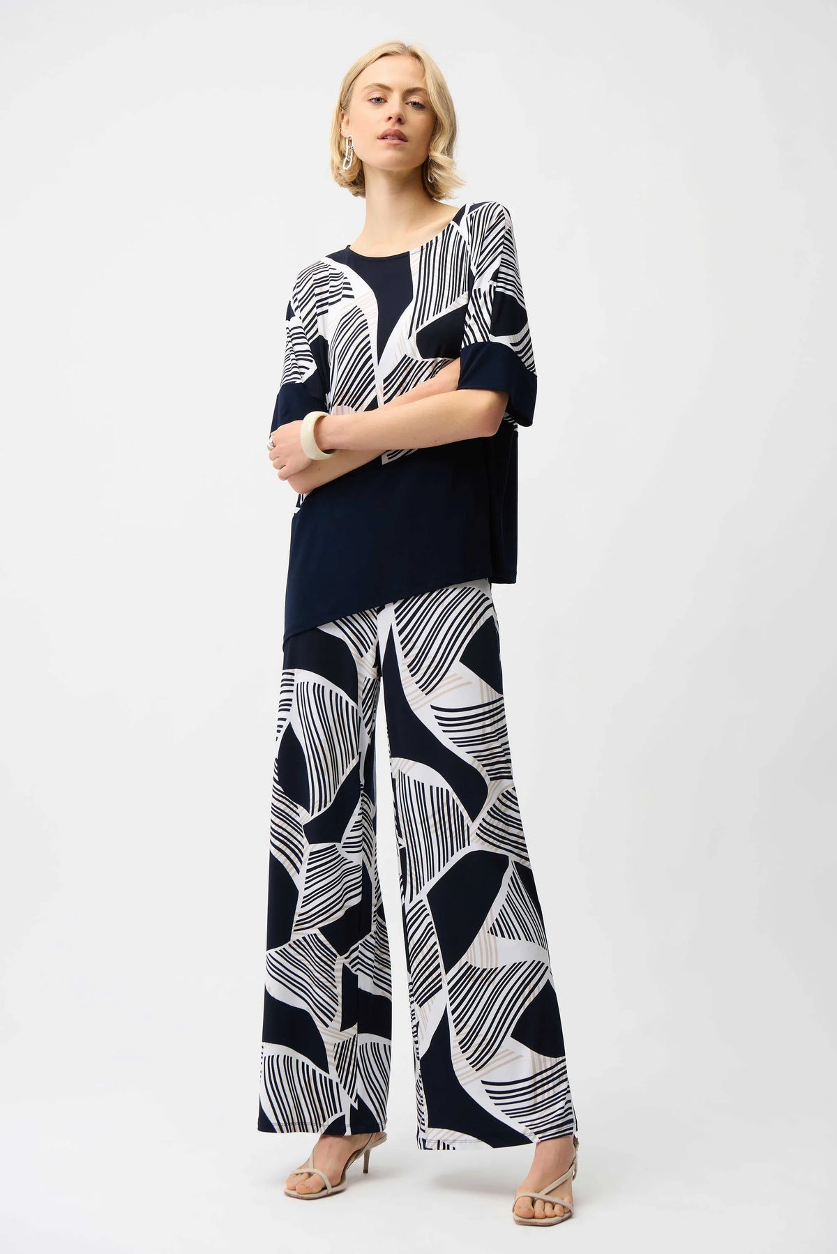 Joseph Ribkoff Geometric Asymmetric Cocoon Top - Style 261283