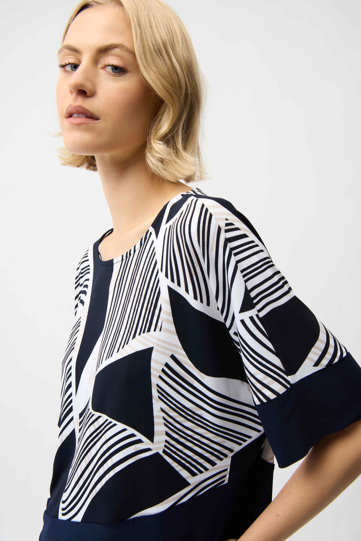 Joseph Ribkoff Geometric Asymmetric Cocoon Top - Style 261283