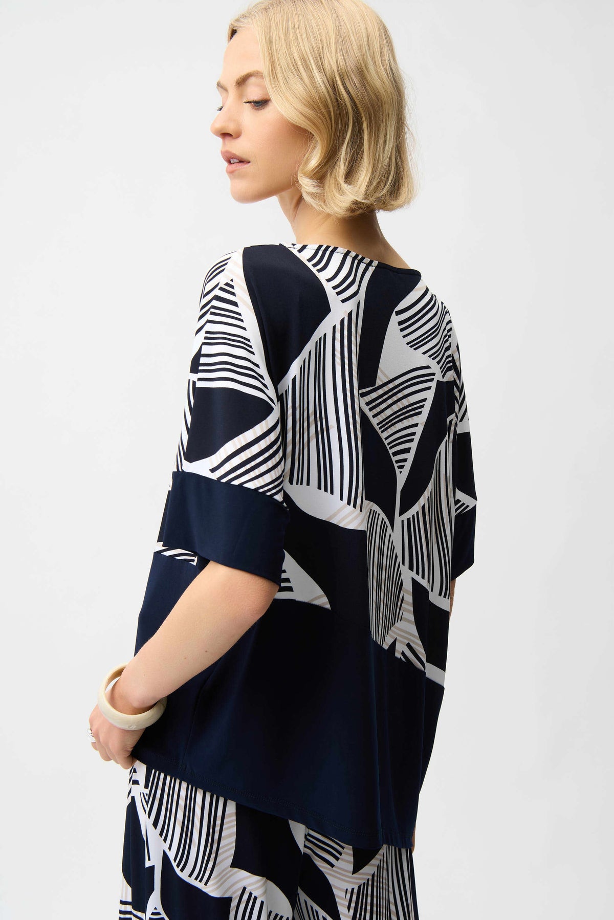 Joseph Ribkoff Geometric Asymmetric Cocoon Top - Style 261283