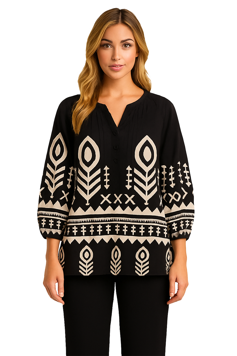 ORLY Long-Sleeve Black Top - Style 261284