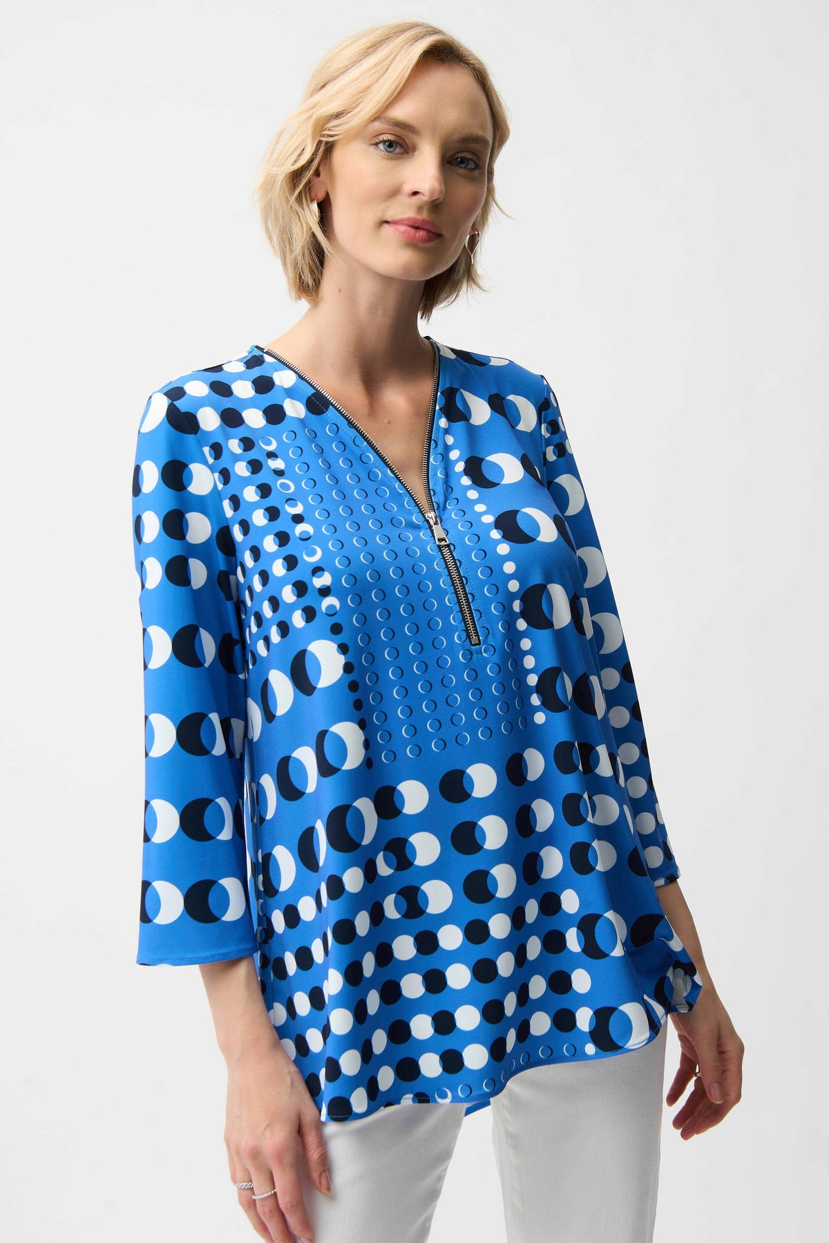 Joseph Ribkoff Dot Print V-Neck Tunic - Style 261288
