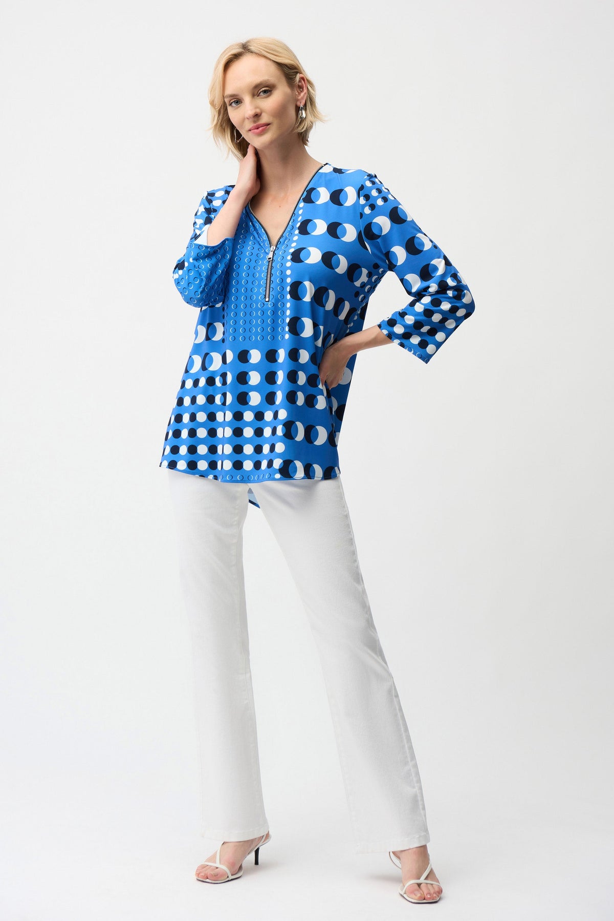 Joseph Ribkoff Dot Print V-Neck Tunic - Style 261288