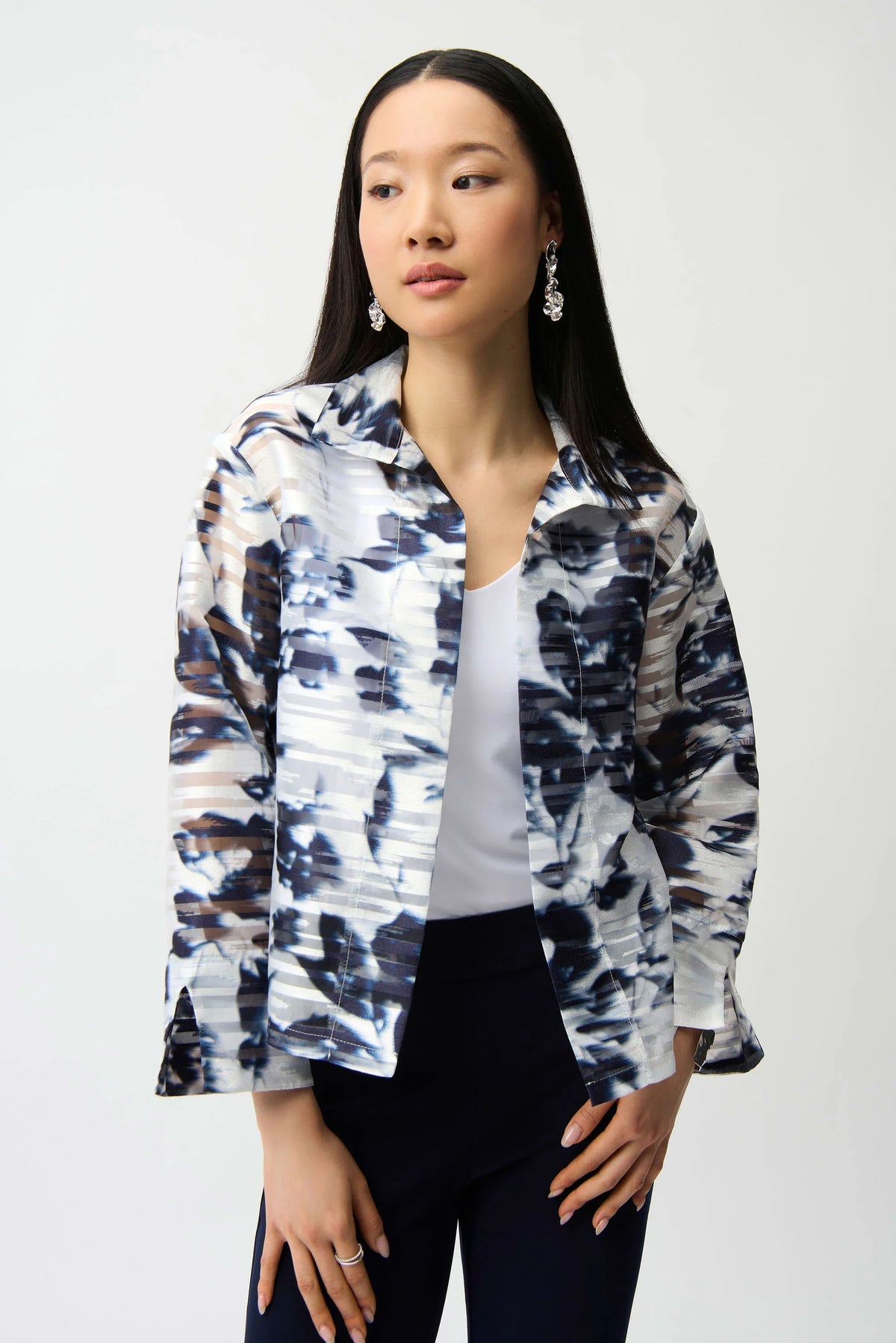 Joseph Ribkoff Floral Organza Trapeze Jacket - Style 261291