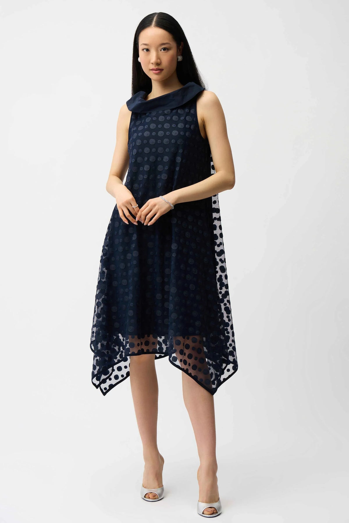 Joseph Ribkoff Dot Embroidered Cowl Dress - Style 261299