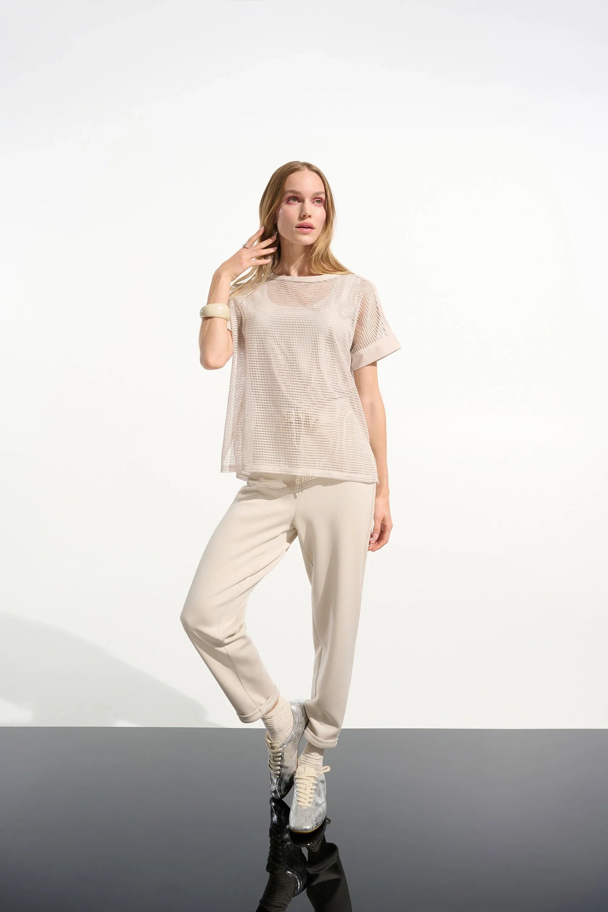 Joseph Ribkoff Dotted Georgette Puff Sleeve Tunic - Style 261606