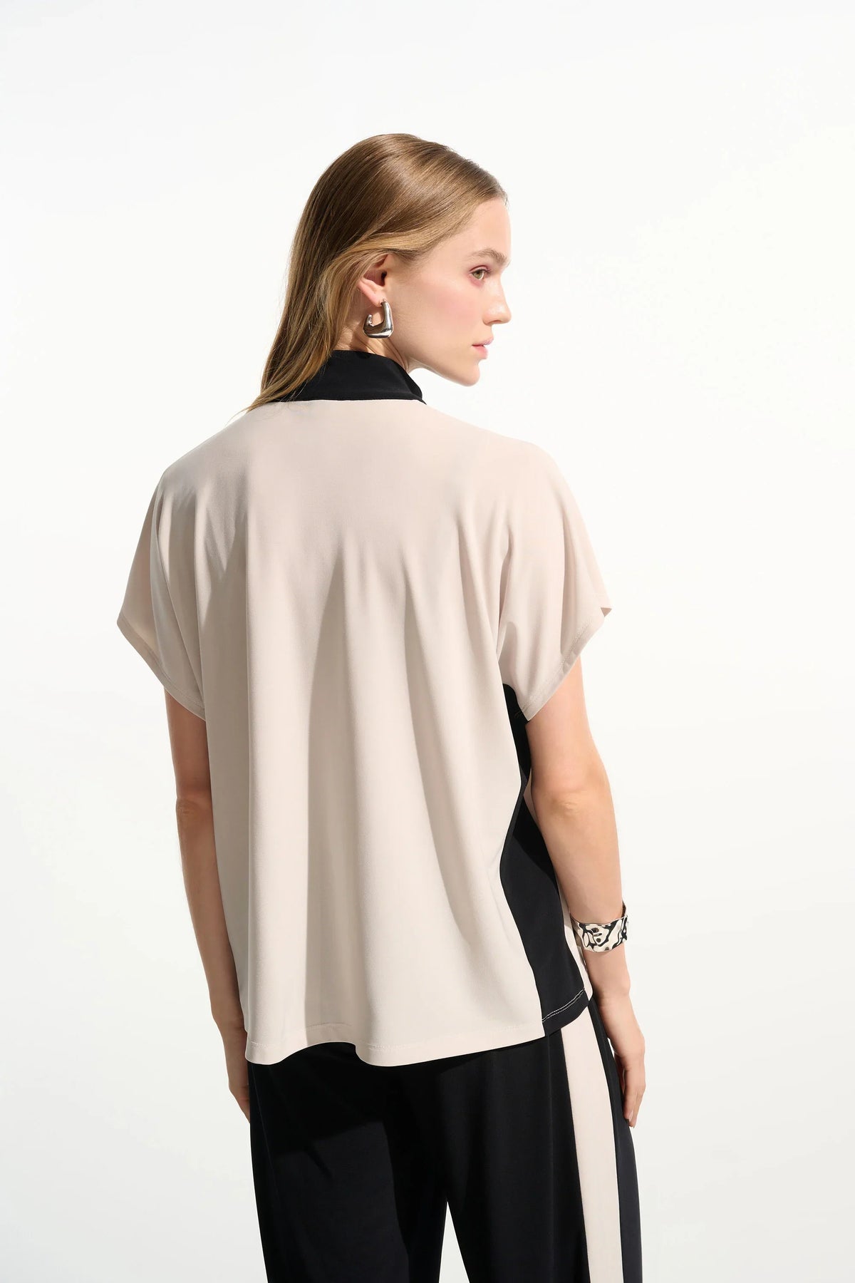Joseph Ribkoff Zip Stand Collar Color Block Top - Style 261611
