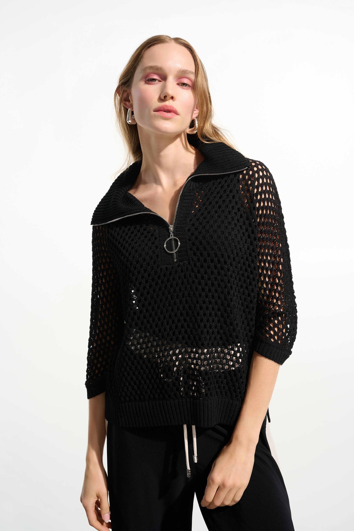 Joseph Ribkoff Zip Ribbed Boxy Sweater - Style 261634