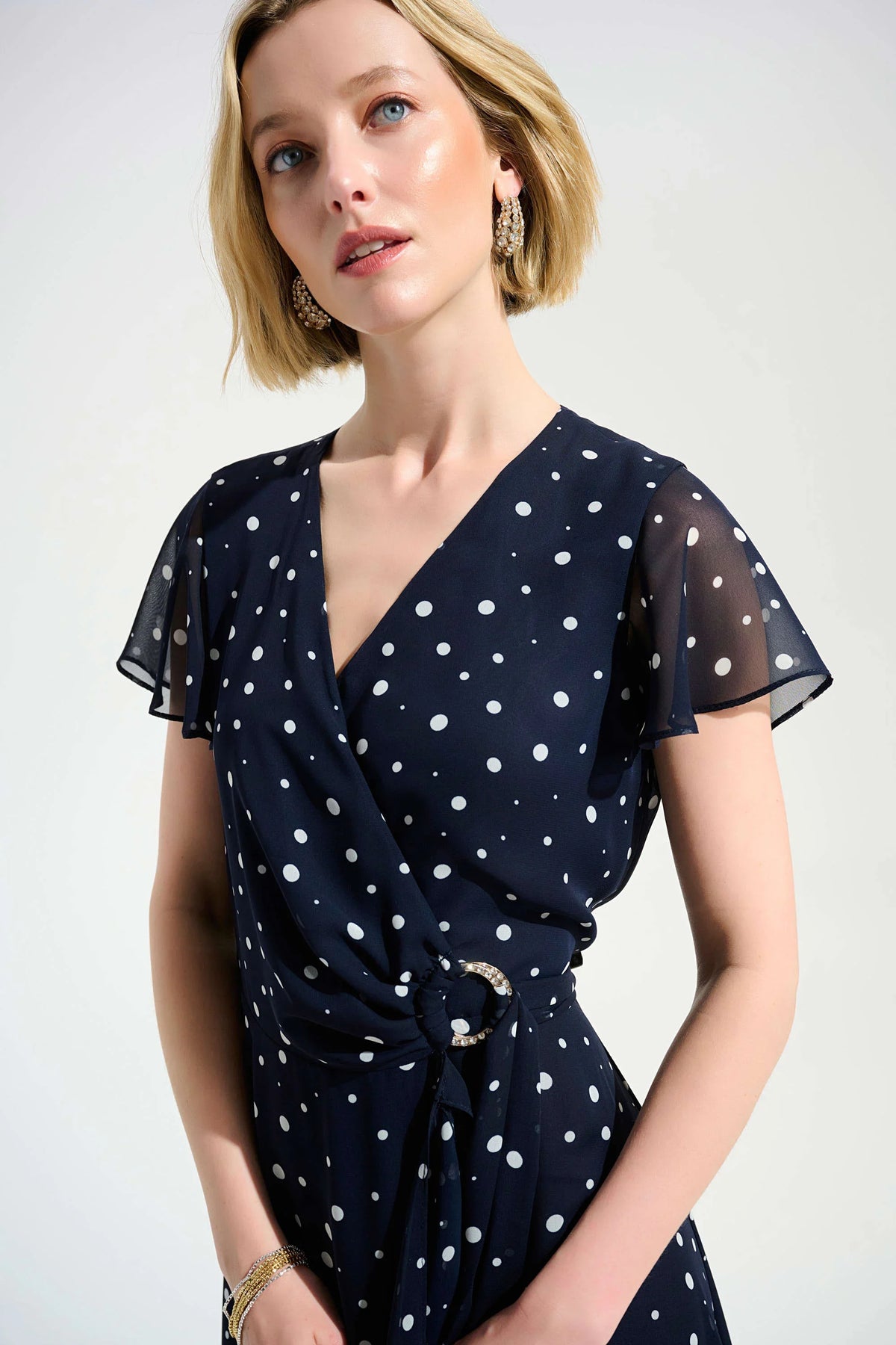 Joseph Ribkoff Chiffon Ruffle Wrap Dress - Style 261739