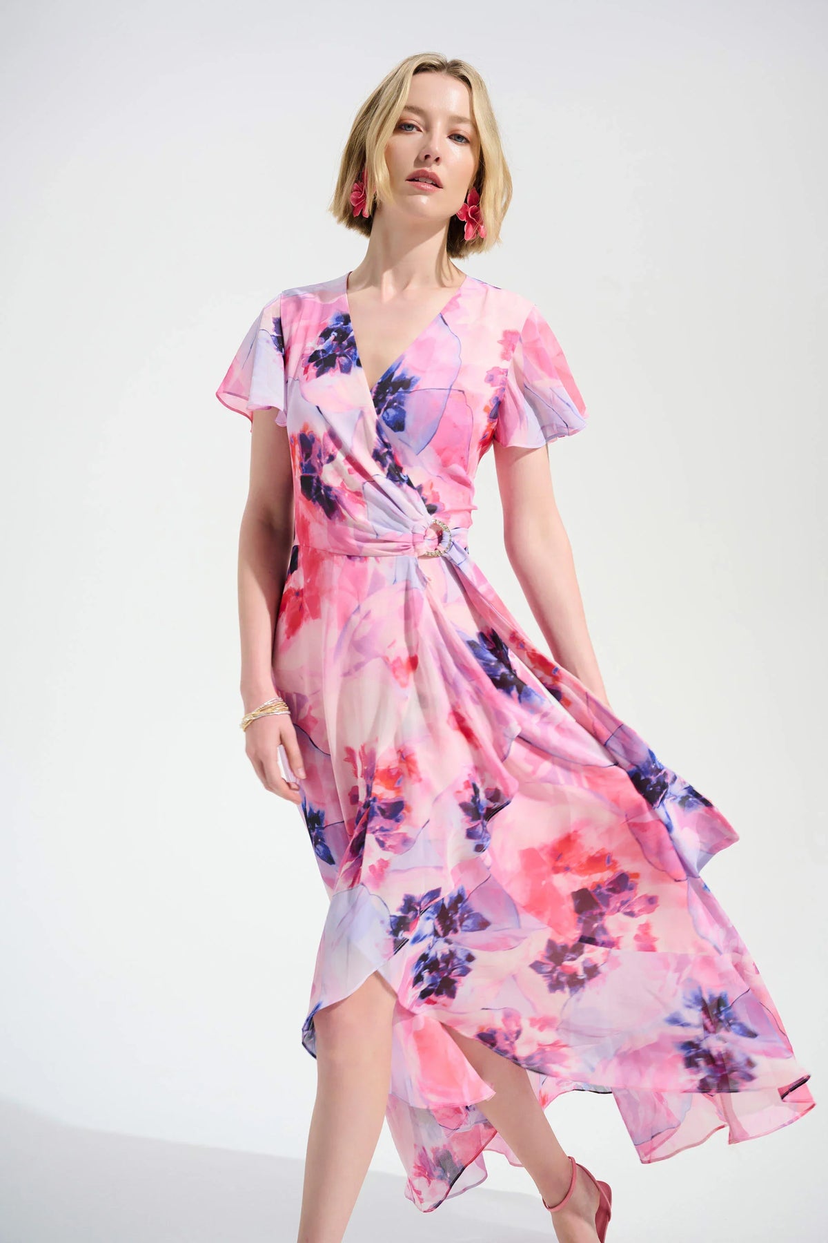 Joseph Ribkoff Chiffon Ruffle Wrap Dress - Style 261739P