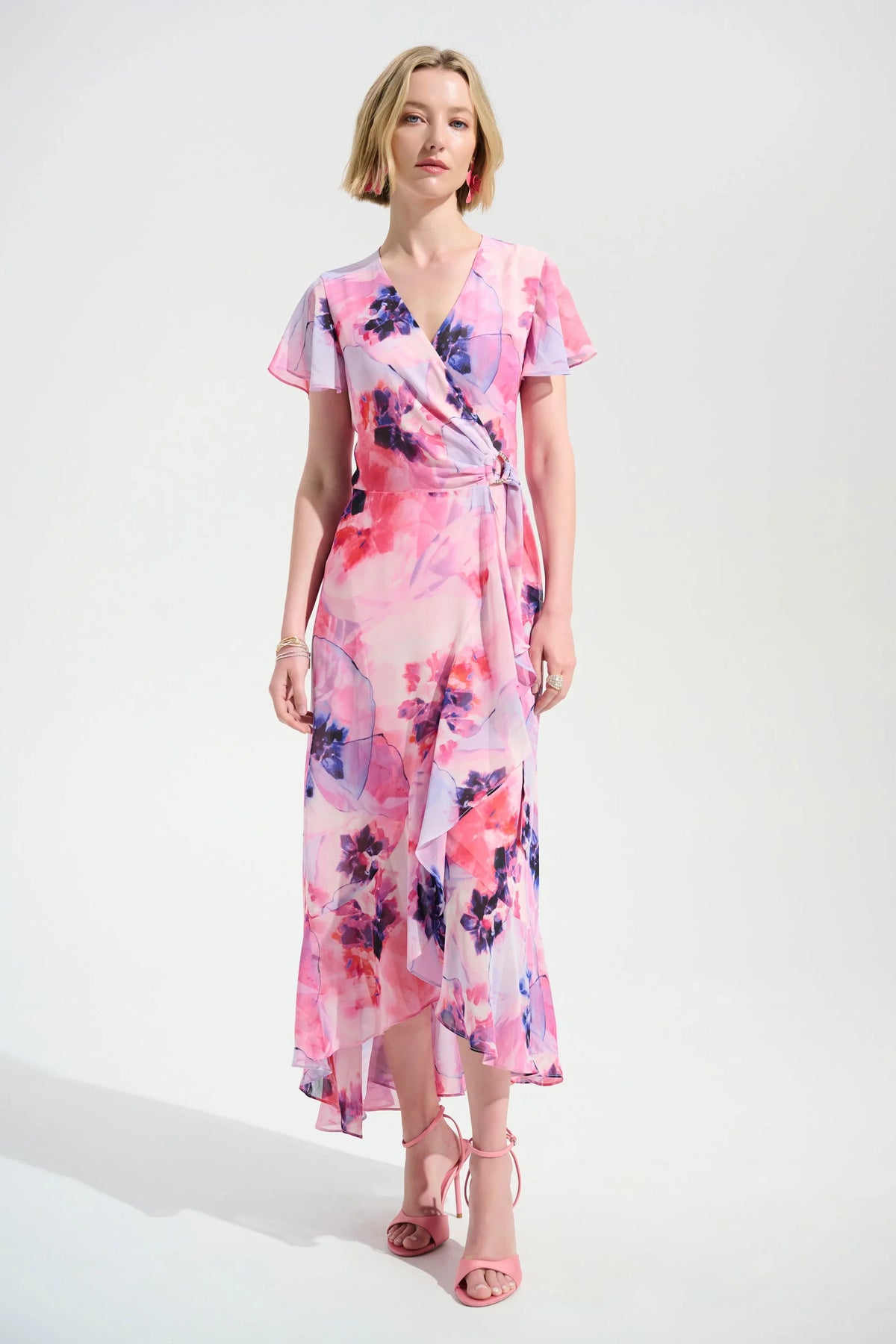 Joseph Ribkoff Chiffon Ruffle Wrap Dress - Style 261739P