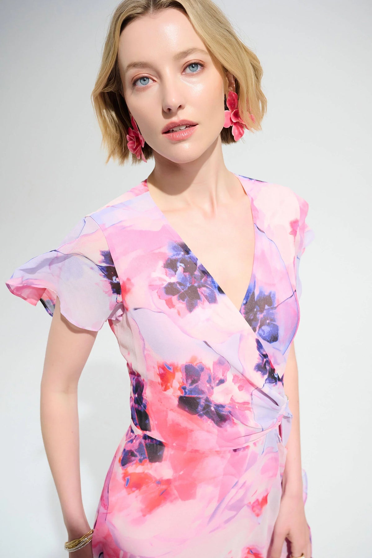 Joseph Ribkoff Chiffon Ruffle Wrap Dress - Style 261739P