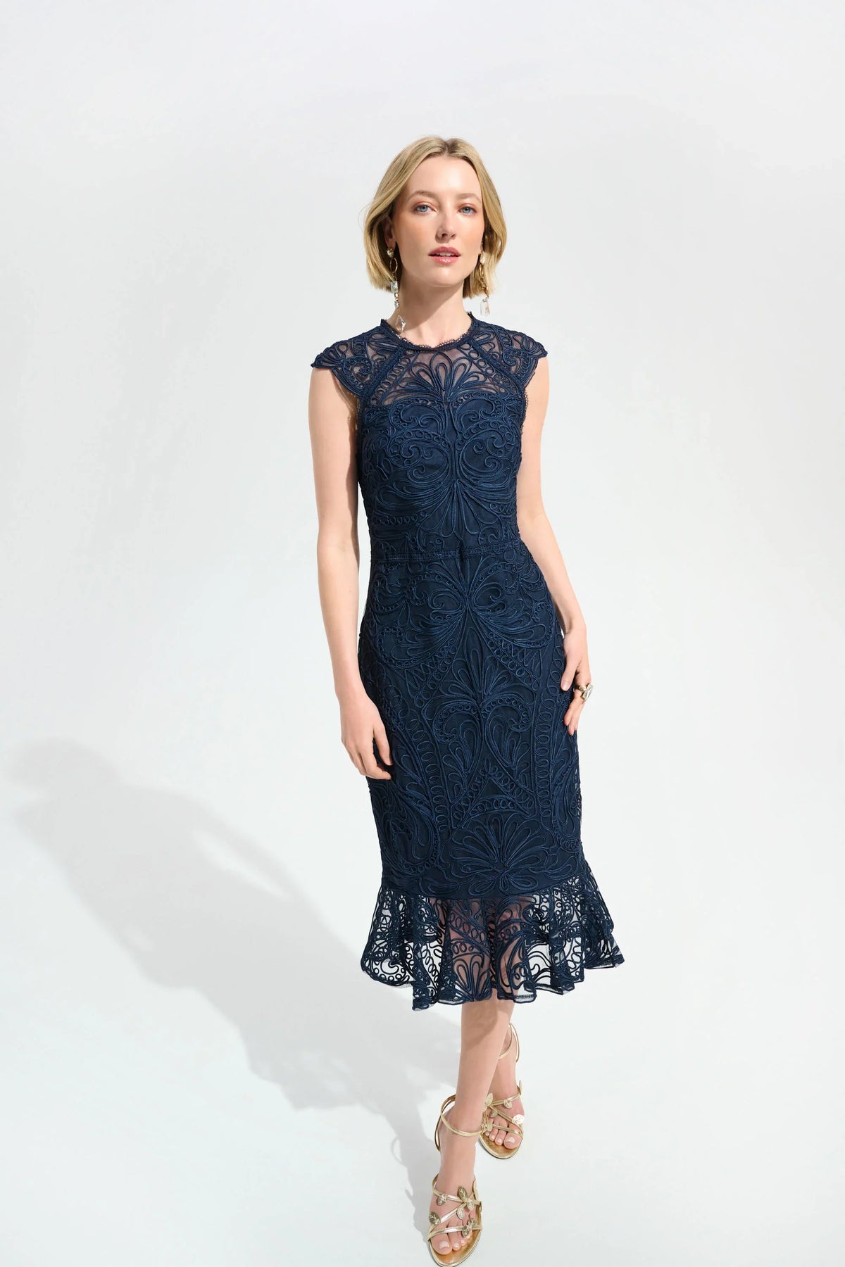 Joseph Ribkoff Soutache Trumpet Flounce Dress - Style 261740