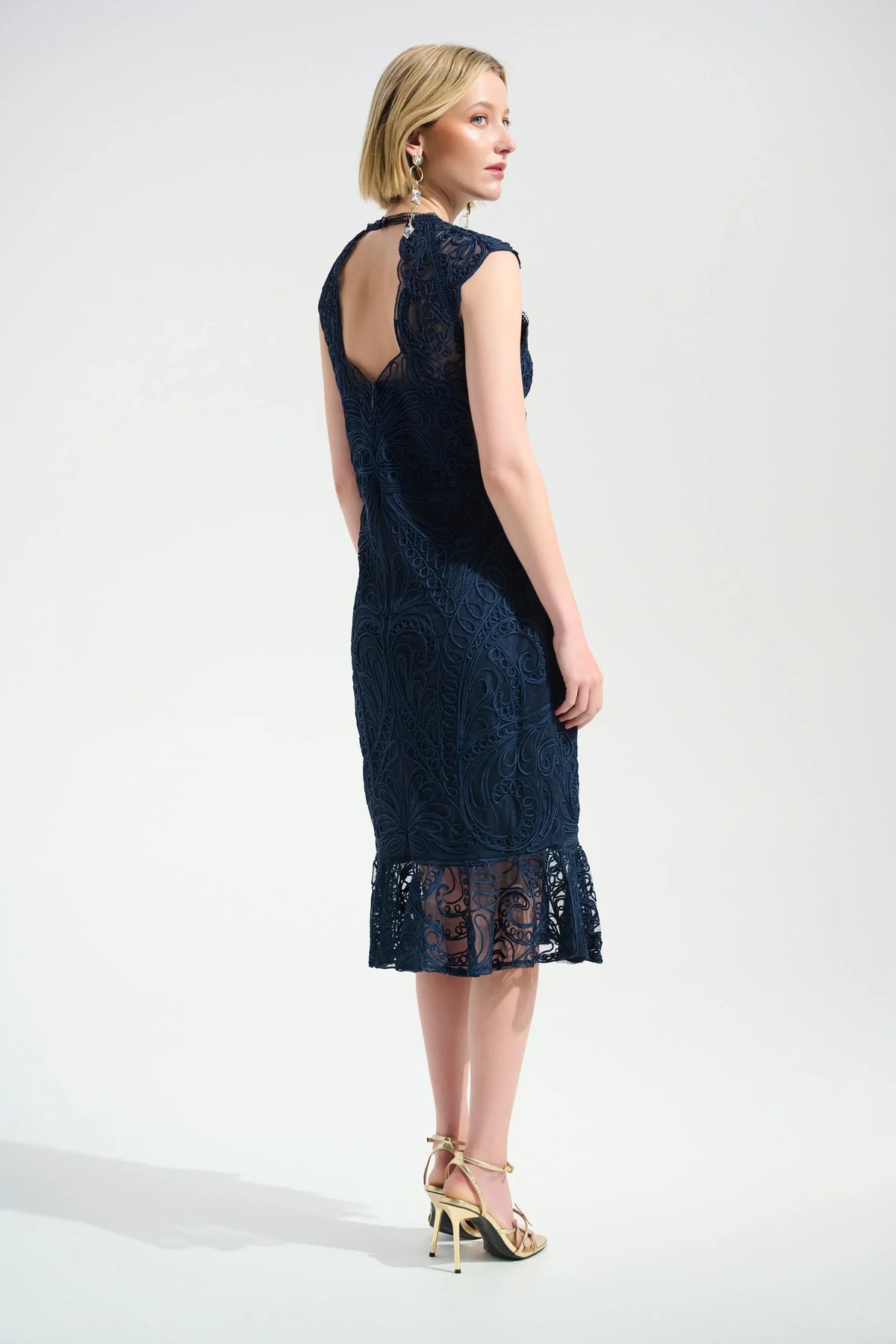 Joseph Ribkoff Soutache Trumpet Flounce Dress - Style 261740